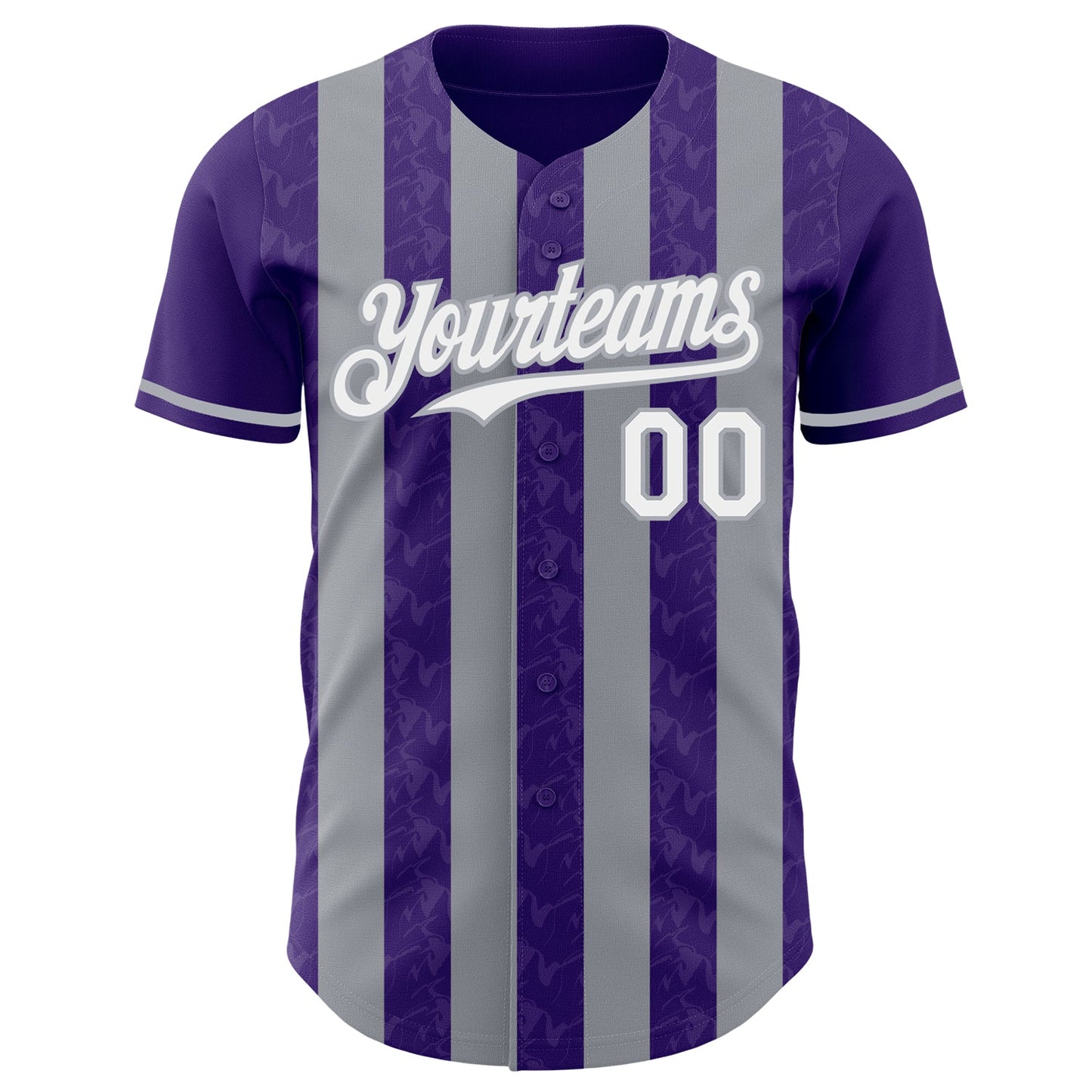 Custom Purple White-Gray Classic Vertical Stripe Fluid Liquid Texture Authentic Baseball Jersey