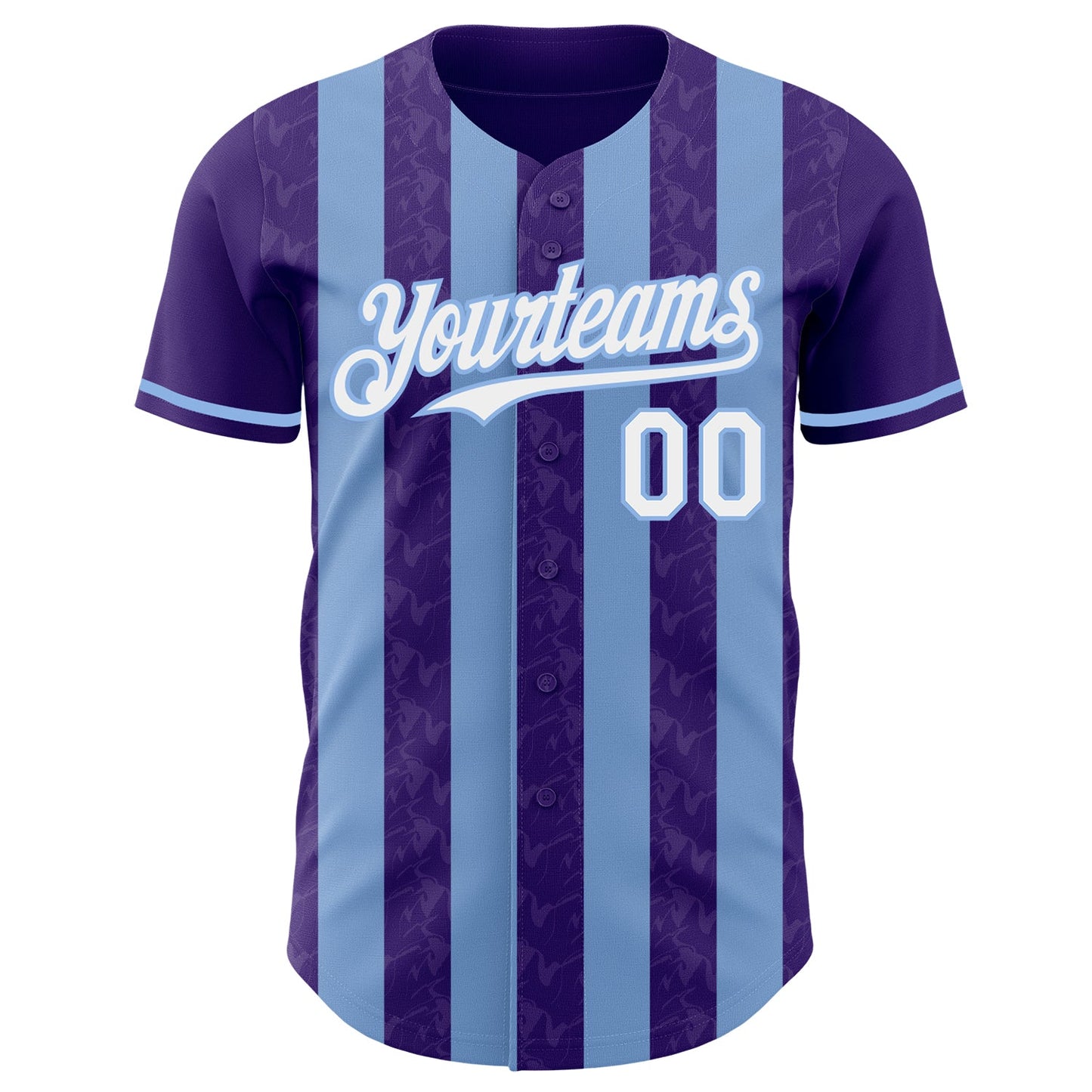 Custom Purple White-Light Blue Classic Vertical Stripe Fluid Liquid Texture Authentic Baseball Jersey