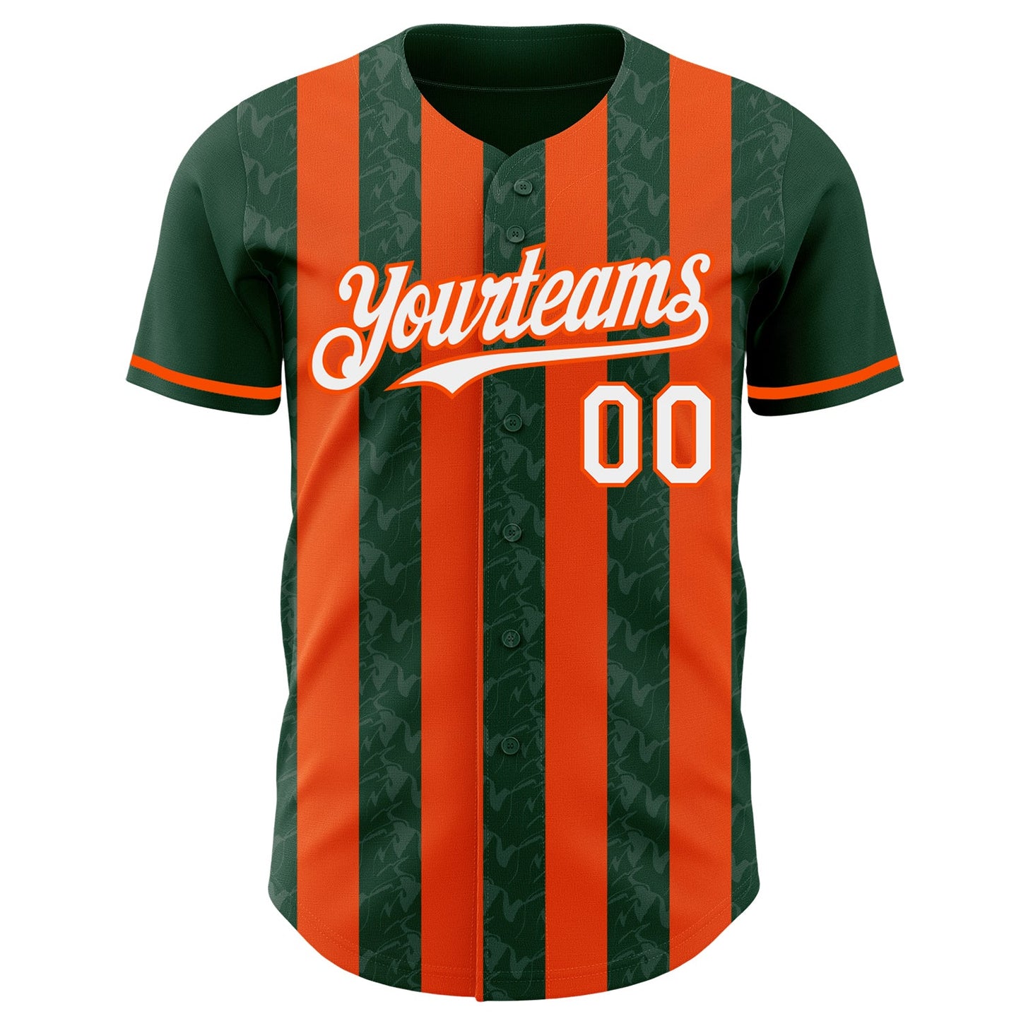 Custom Green White-Orange Classic Vertical Stripe Fluid Liquid Texture Authentic Baseball Jersey
