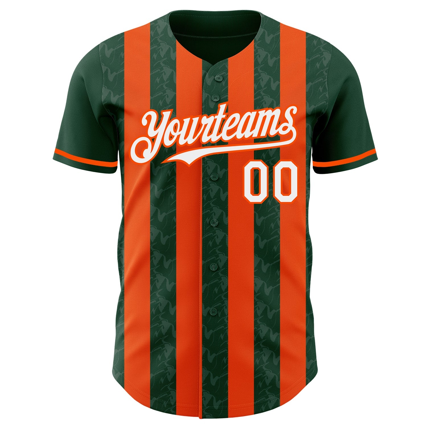 Custom Green White-Orange Classic Vertical Stripe Fluid Liquid Texture Authentic Baseball Jersey