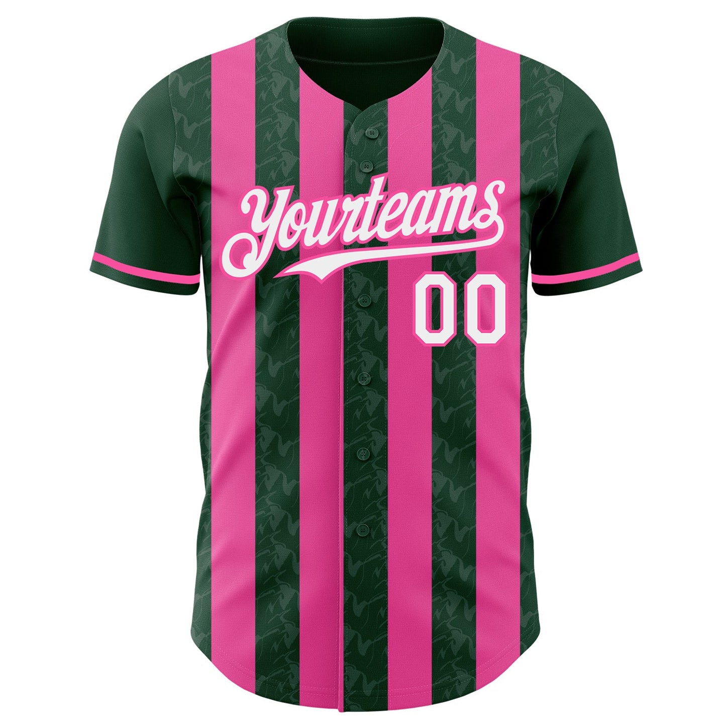 Custom Green White-Pink Classic Vertical Stripe Fluid Liquid Texture Authentic Baseball Jersey