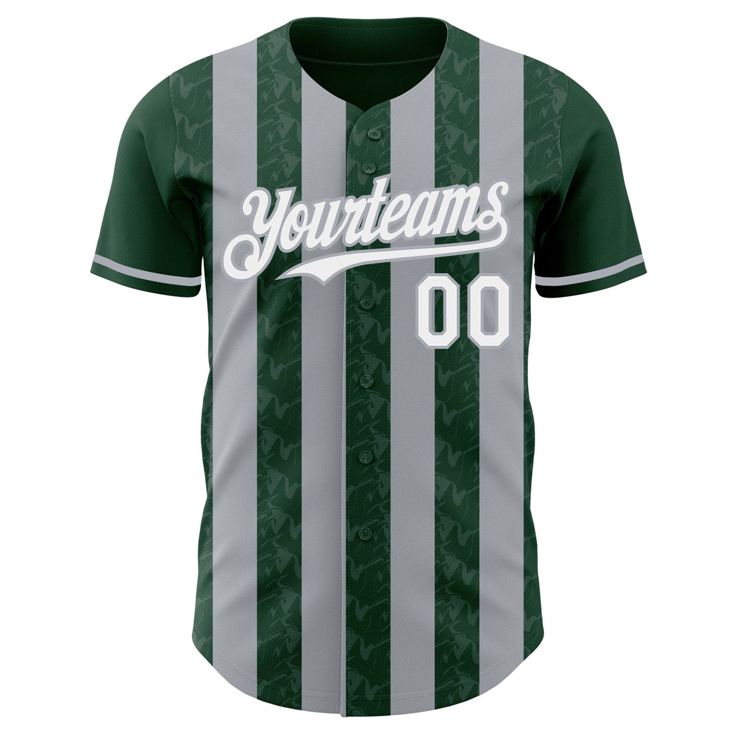 Custom Green White-Gray Classic Vertical Stripe Fluid Liquid Texture Authentic Baseball Jersey