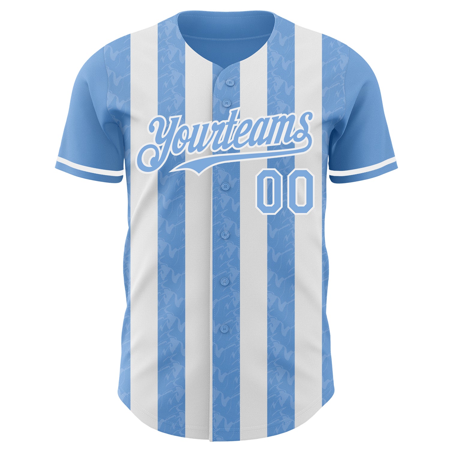 Custom Light Blue-White Classic Vertical Stripe Fluid Liquid Texture Authentic Baseball Jersey