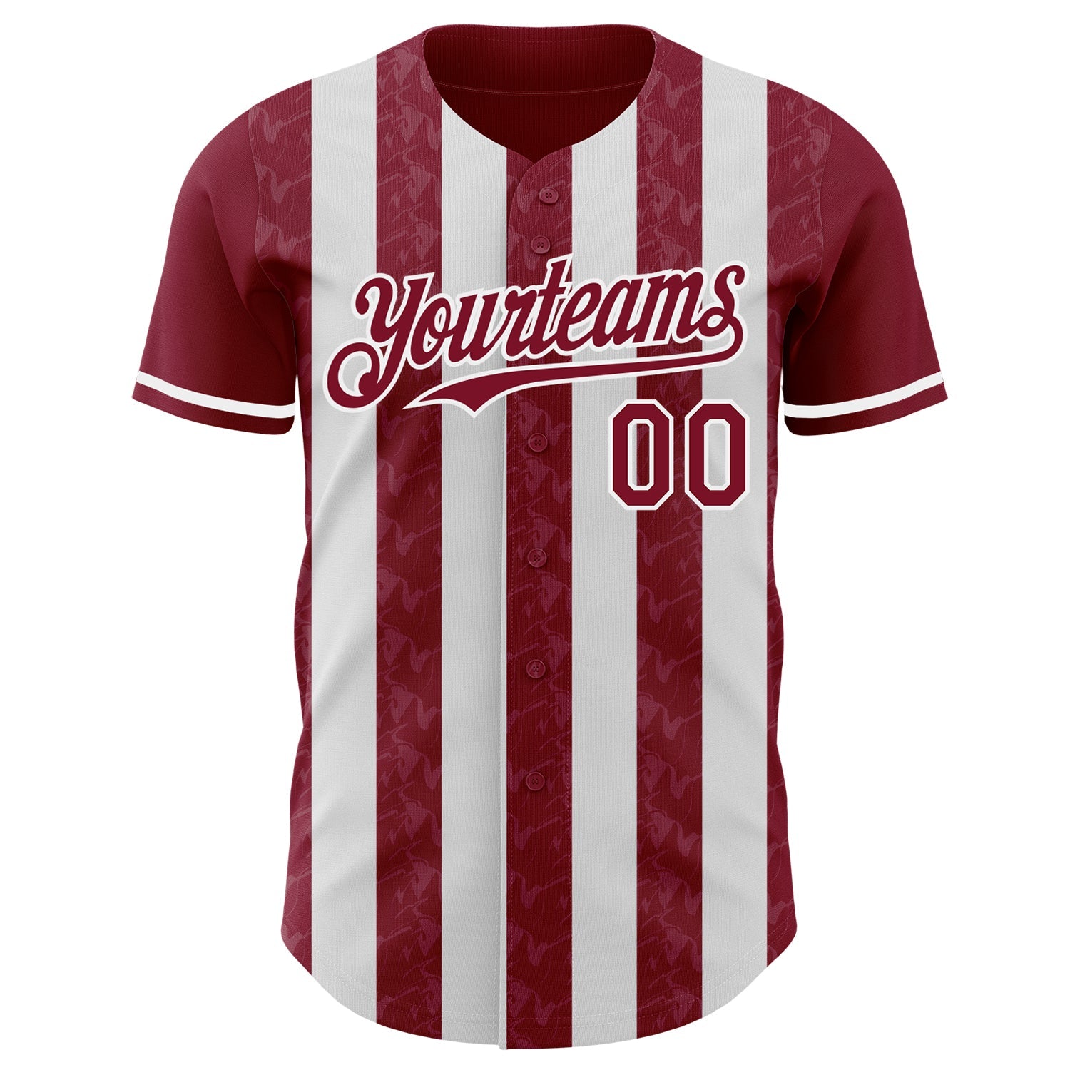 Custom Crimson-White Classic Vertical Stripe Fluid Liquid Texture Authentic Baseball Jersey
