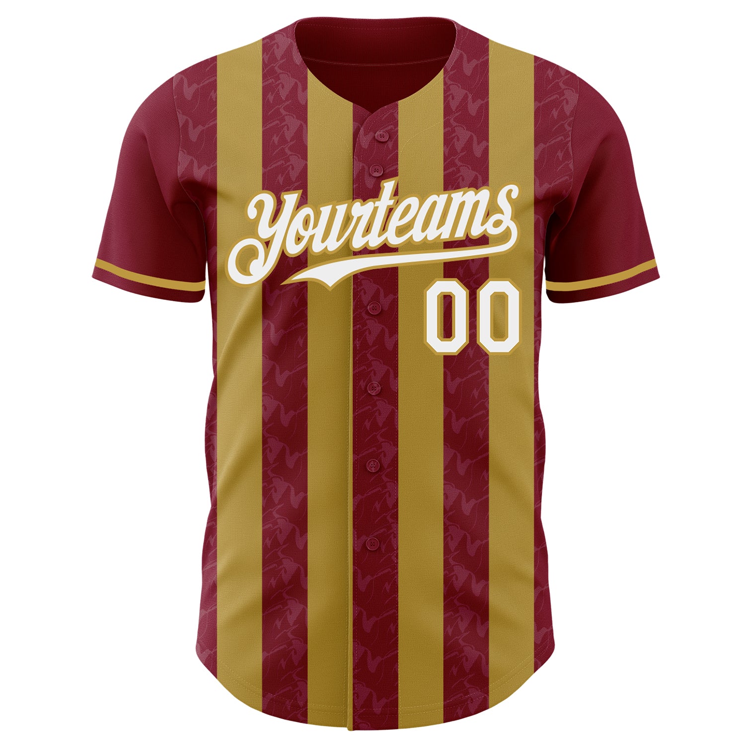 Custom Crimson White-Old Gold Classic Vertical Stripe Fluid Liquid Texture Authentic Baseball Jersey