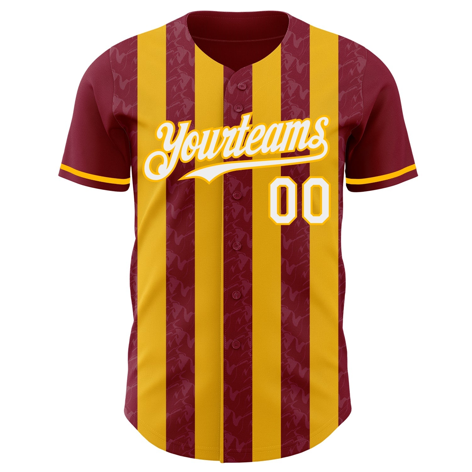 Custom Crimson White-Gold Classic Vertical Stripe Fluid Liquid Texture Authentic Baseball Jersey