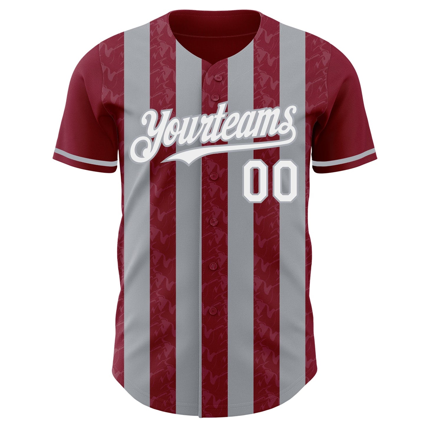 Custom Crimson White-Gray Classic Vertical Stripe Fluid Liquid Texture Authentic Baseball Jersey