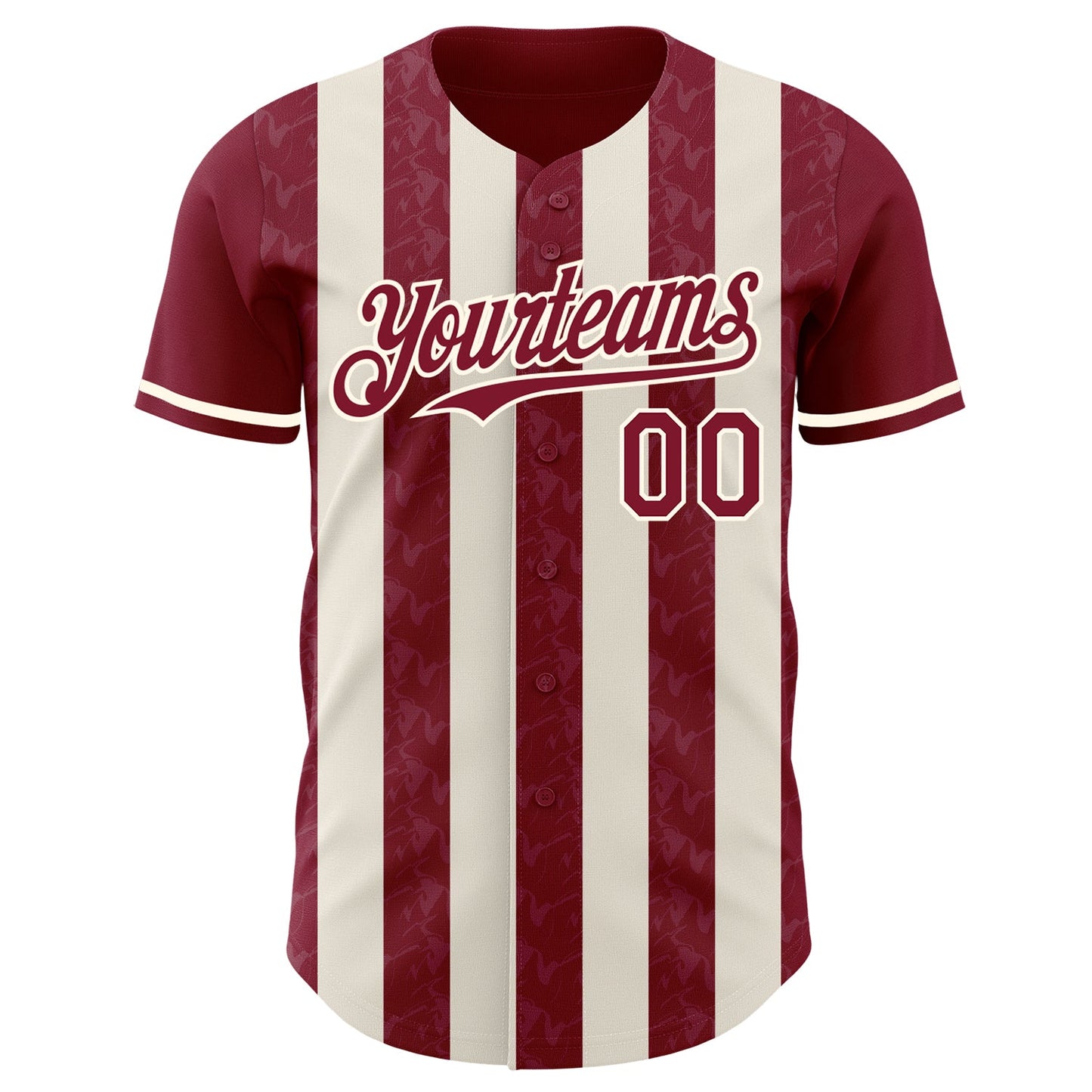 Custom Crimson Cream-Cream Classic Vertical Stripe Fluid Liquid Texture Authentic Baseball Jersey