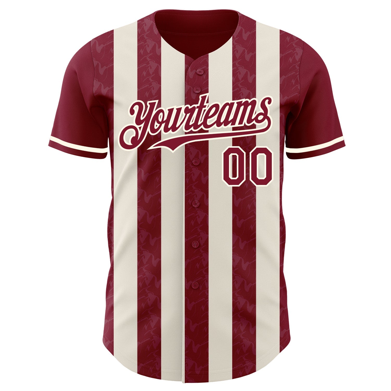 Custom Crimson Cream-Cream Classic Vertical Stripe Fluid Liquid Texture Authentic Baseball Jersey