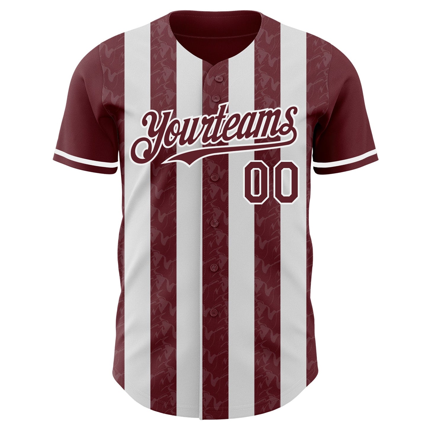 Custom Burgundy-White Classic Vertical Stripe Fluid Liquid Texture Authentic Baseball Jersey