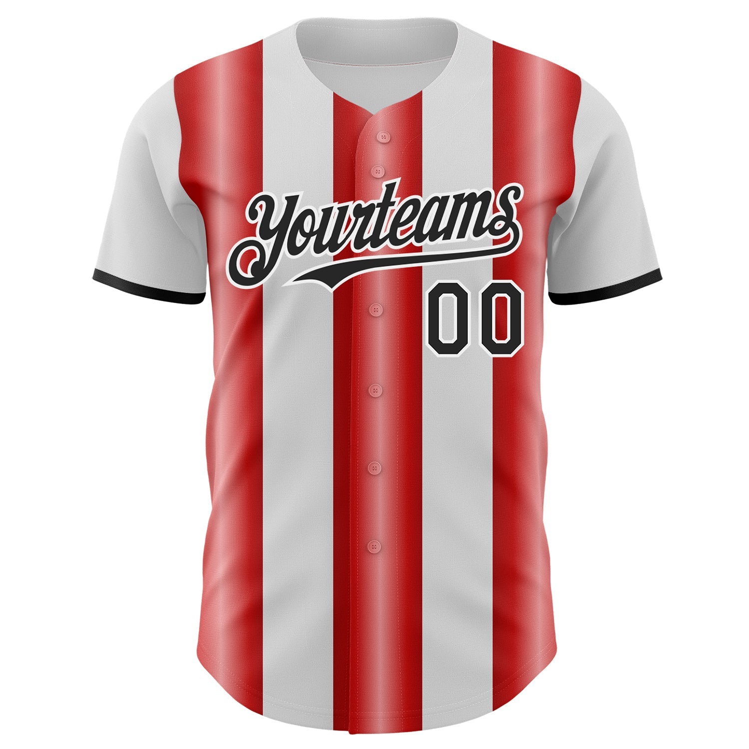 Custom White Black-Red Gradient Vertical Stripe Argentina Style Authentic Baseball Jersey