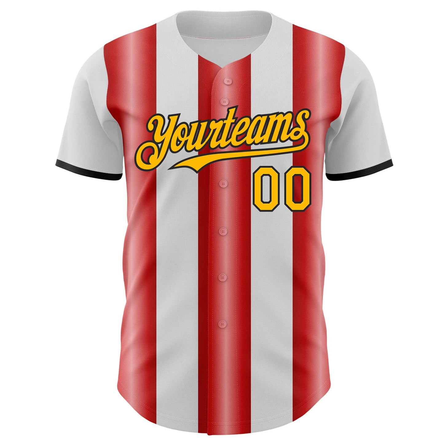 Custom White Gold Red-Black Gradient Vertical Stripe Argentina Style Authentic Baseball Jersey