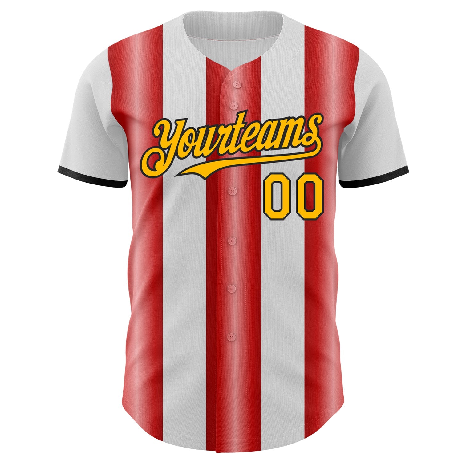 Custom White Gold Red-Black Gradient Vertical Stripe Argentina Style Authentic Baseball Jersey