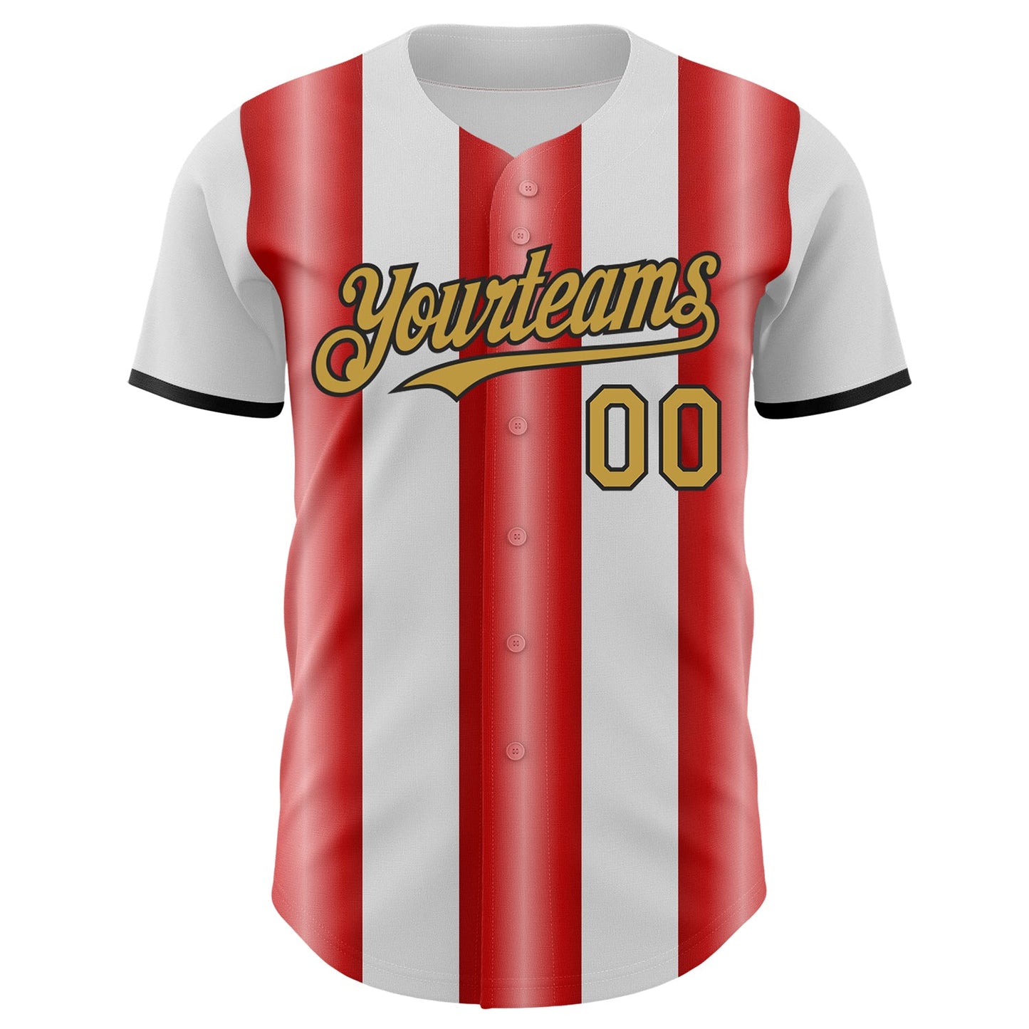 Custom White Old Gold Red-Black Gradient Vertical Stripe Argentina Style Authentic Baseball Jersey
