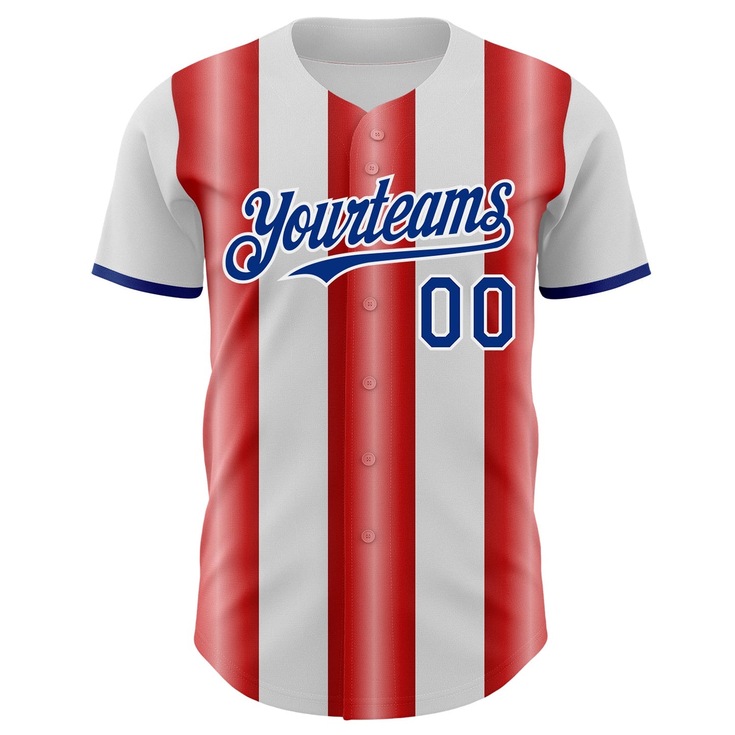 Custom White Royal-Red Gradient Vertical Stripe Argentina Style Authentic Baseball Jersey