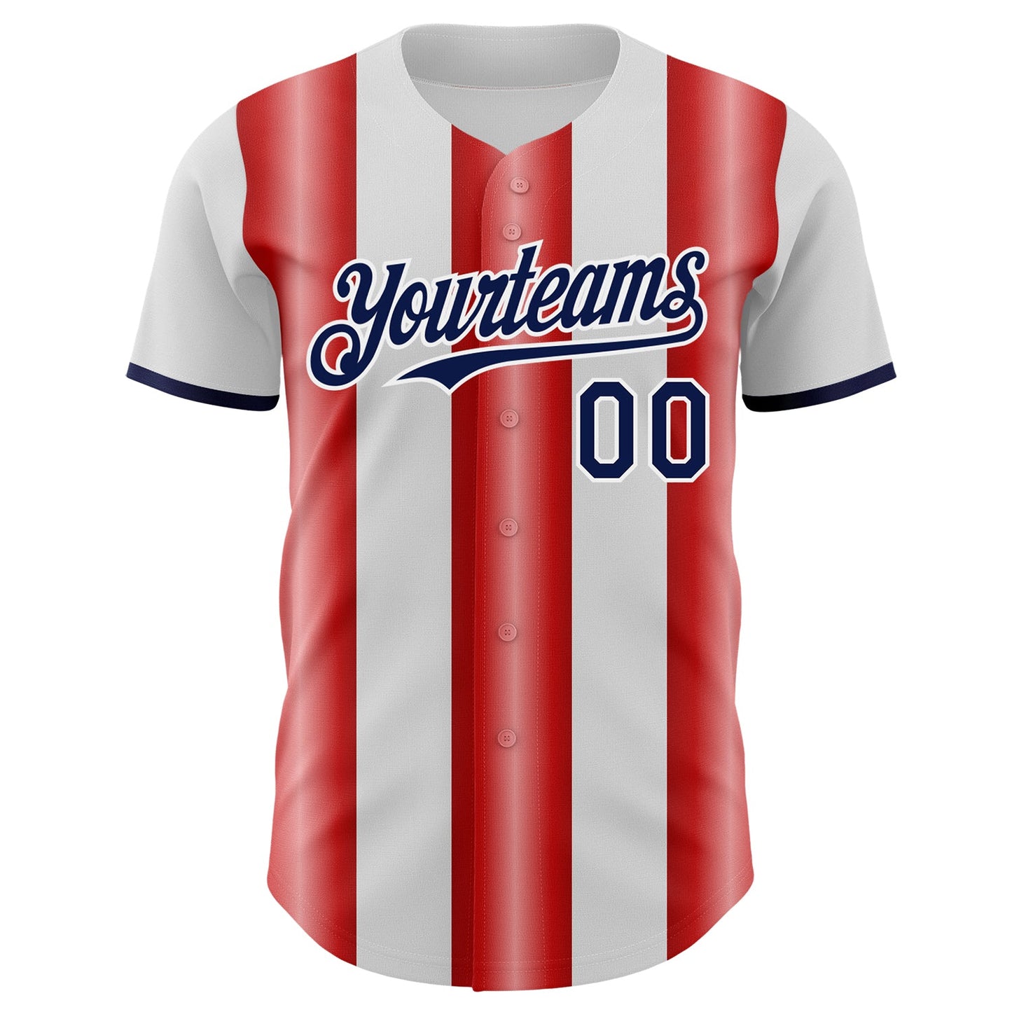 Custom White Navy-Red Gradient Vertical Stripe Argentina Style Authentic Baseball Jersey