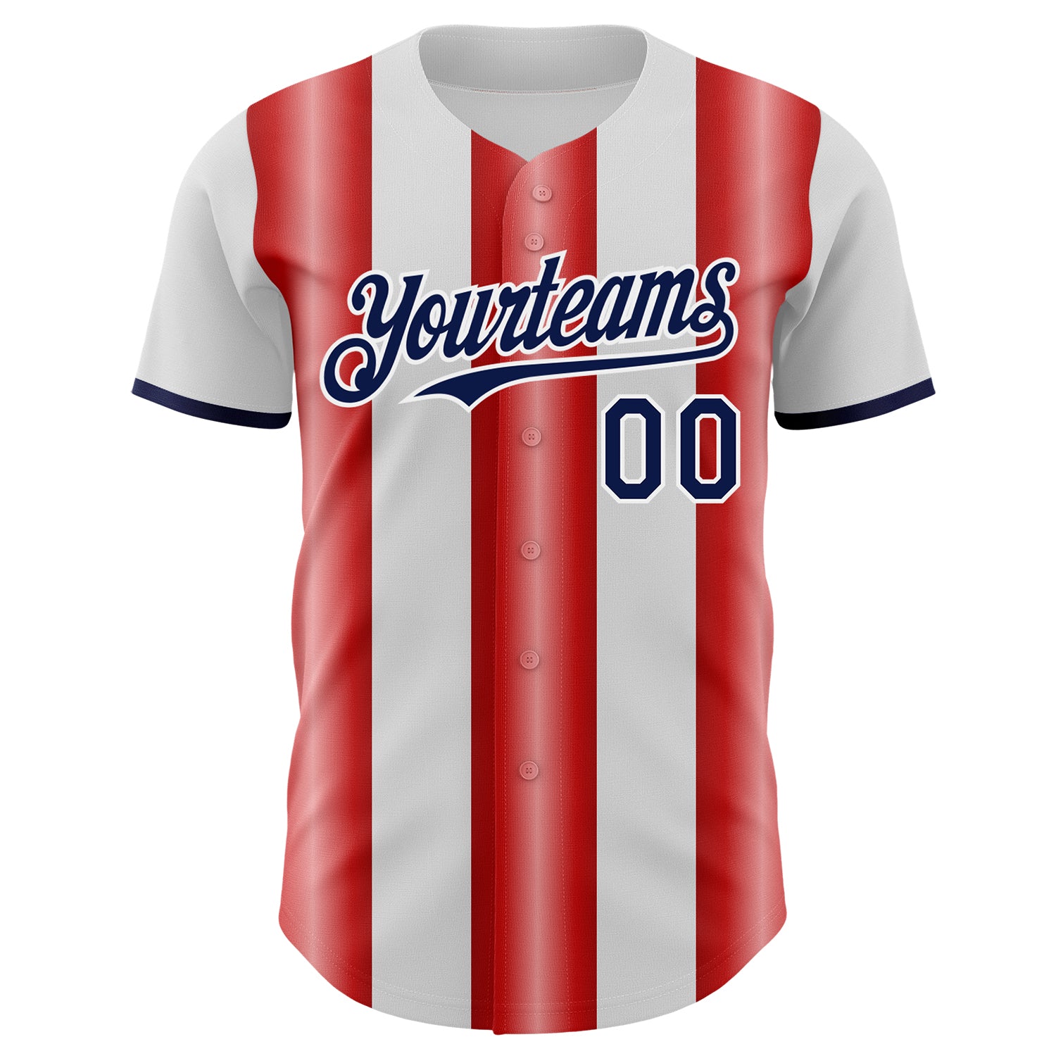 Custom White Navy-Red Gradient Vertical Stripe Argentina Style Authentic Baseball Jersey