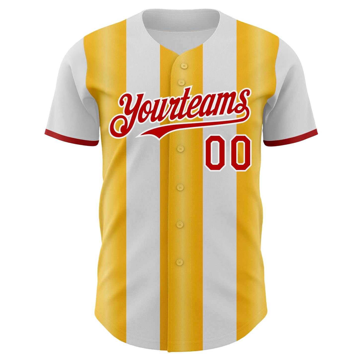Custom White Red-Gold Gradient Vertical Stripe Argentina Style Authentic Baseball Jersey