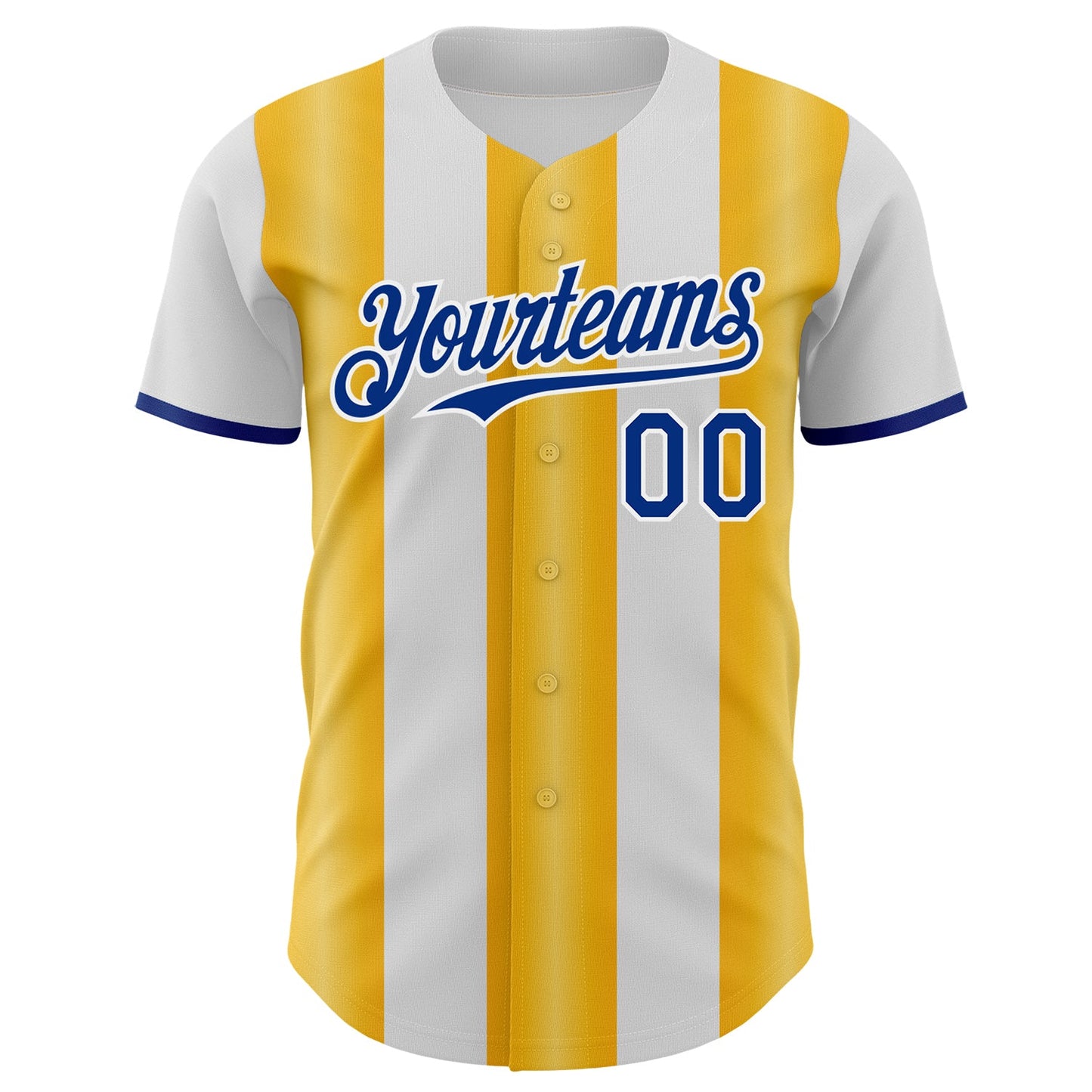 Custom White Royal-Gold Gradient Vertical Stripe Argentina Style Authentic Baseball Jersey