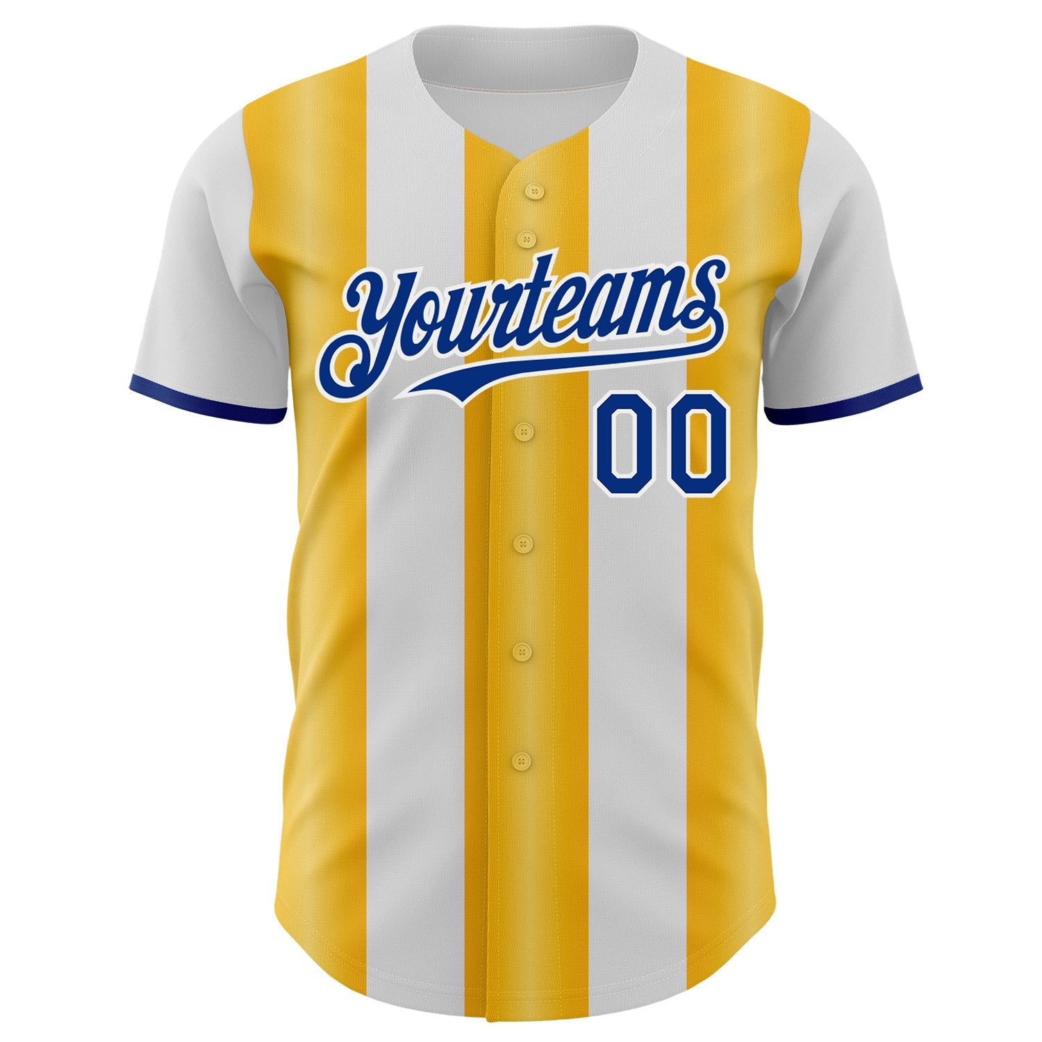 Custom White Royal-Gold Gradient Vertical Stripe Argentina Style Authentic Baseball Jersey