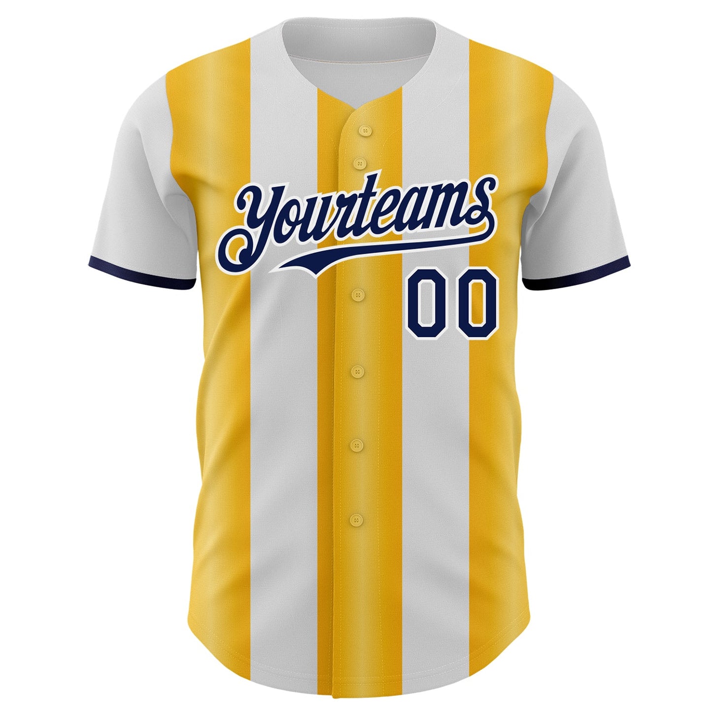 Custom White Navy-Gold Gradient Vertical Stripe Argentina Style Authentic Baseball Jersey