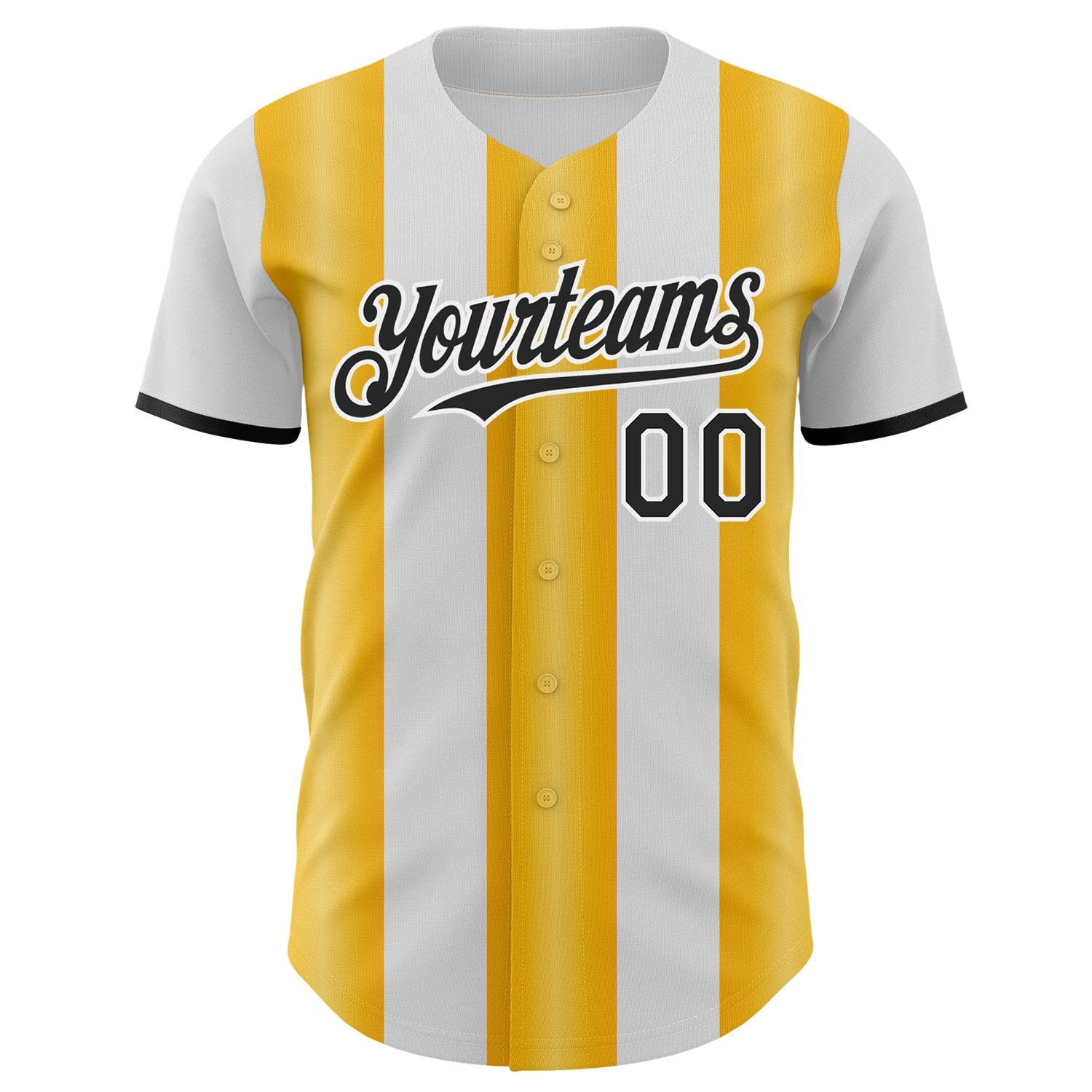 Custom White Black-Gold Gradient Vertical Stripe Argentina Style Authentic Baseball Jersey