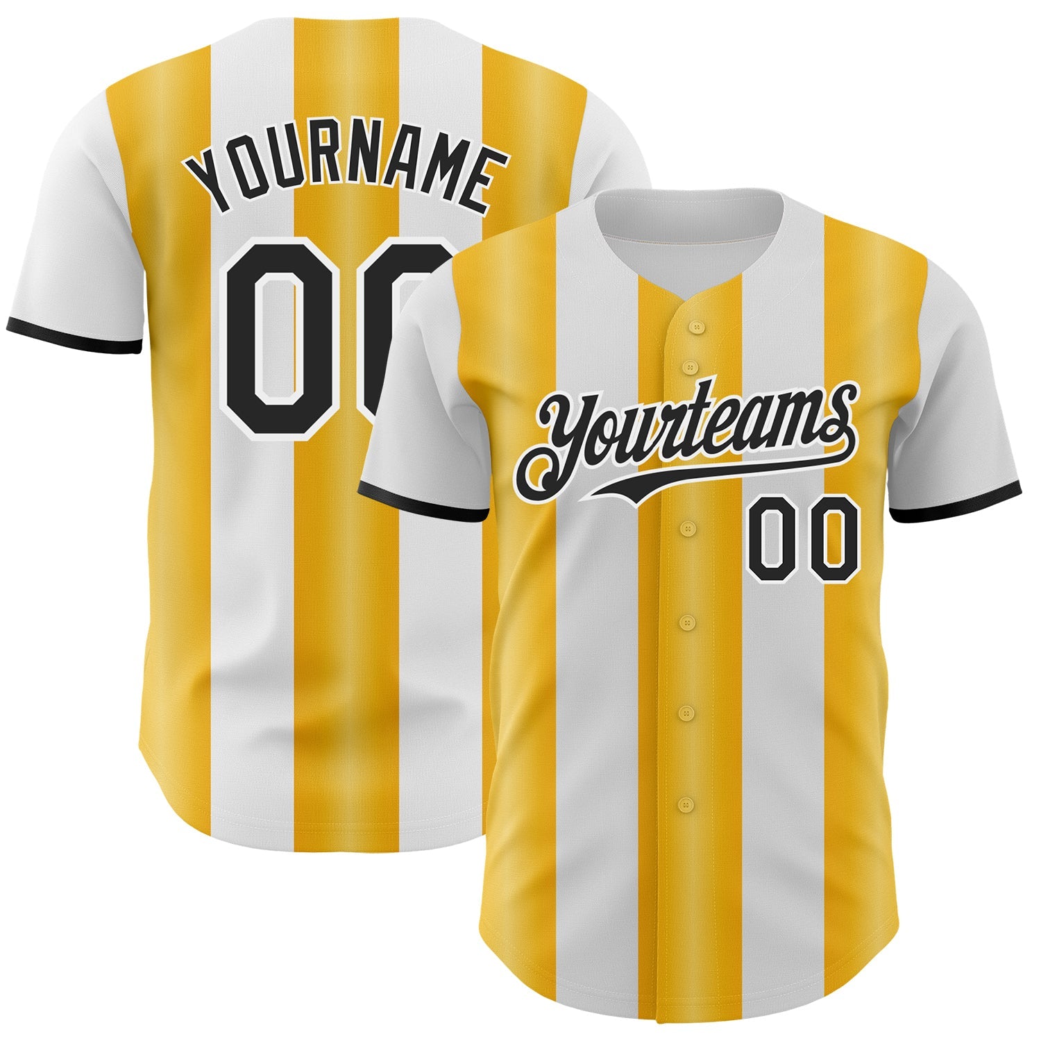 Custom White Black-Gold Gradient Vertical Stripe Argentina Style Authentic Baseball Jersey