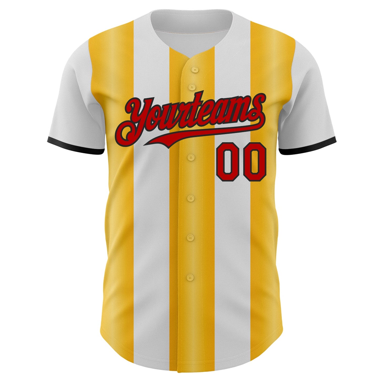 Custom White Red Gold-Black Gradient Vertical Stripe Argentina Style Authentic Baseball Jersey