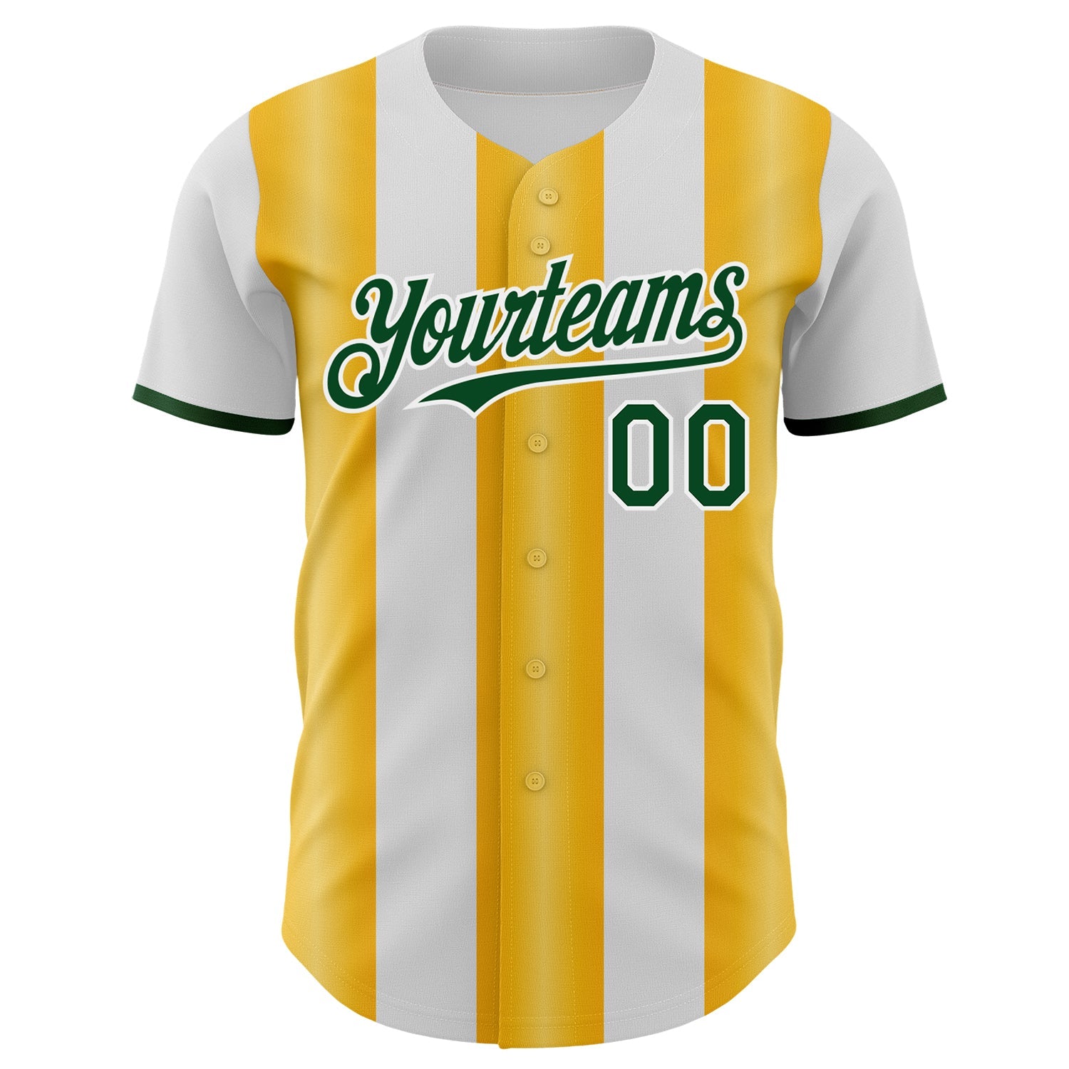 Custom White Green-Gold Gradient Vertical Stripe Argentina Style Authentic Baseball Jersey
