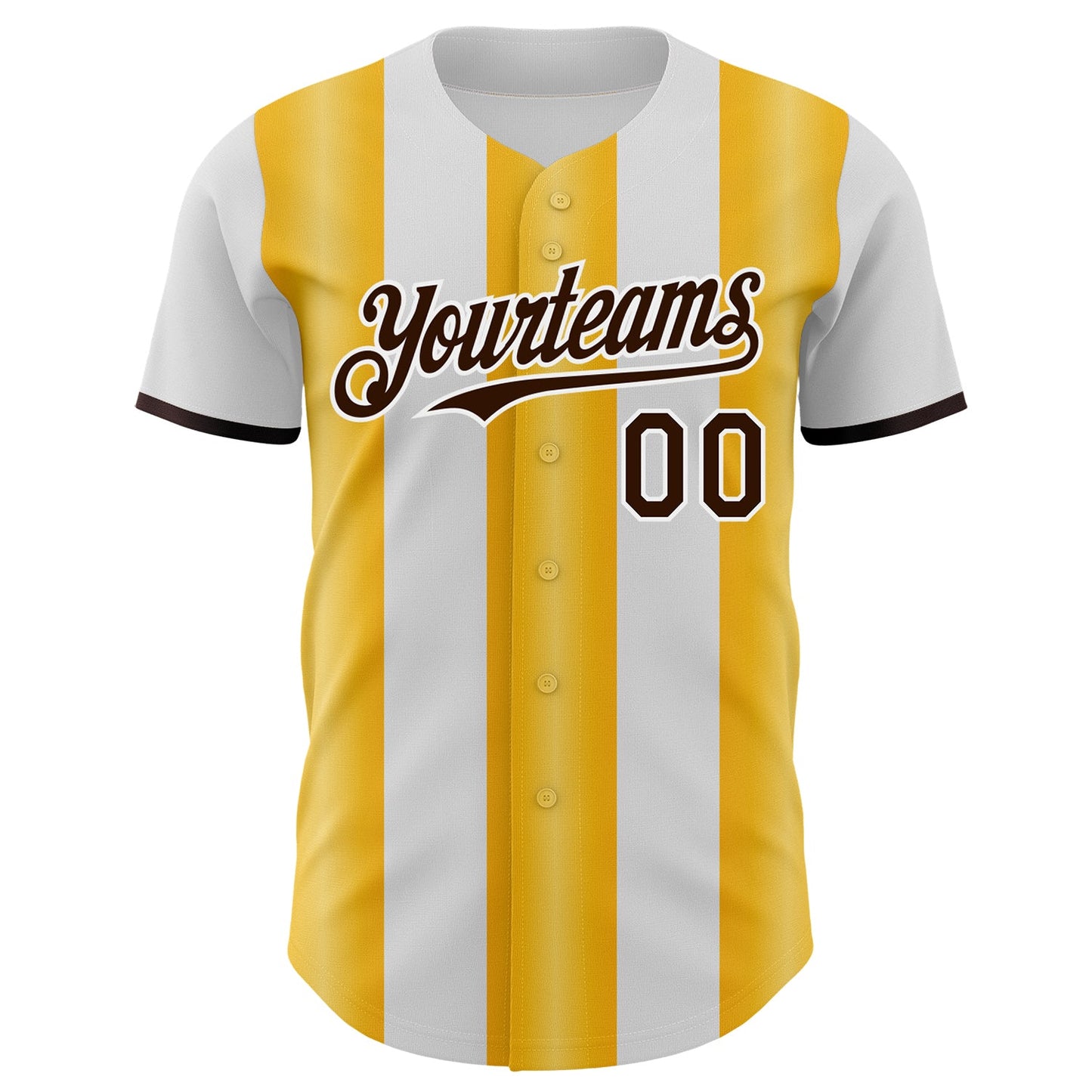 Custom White Brown-Gold Gradient Vertical Stripe Argentina Style Authentic Baseball Jersey
