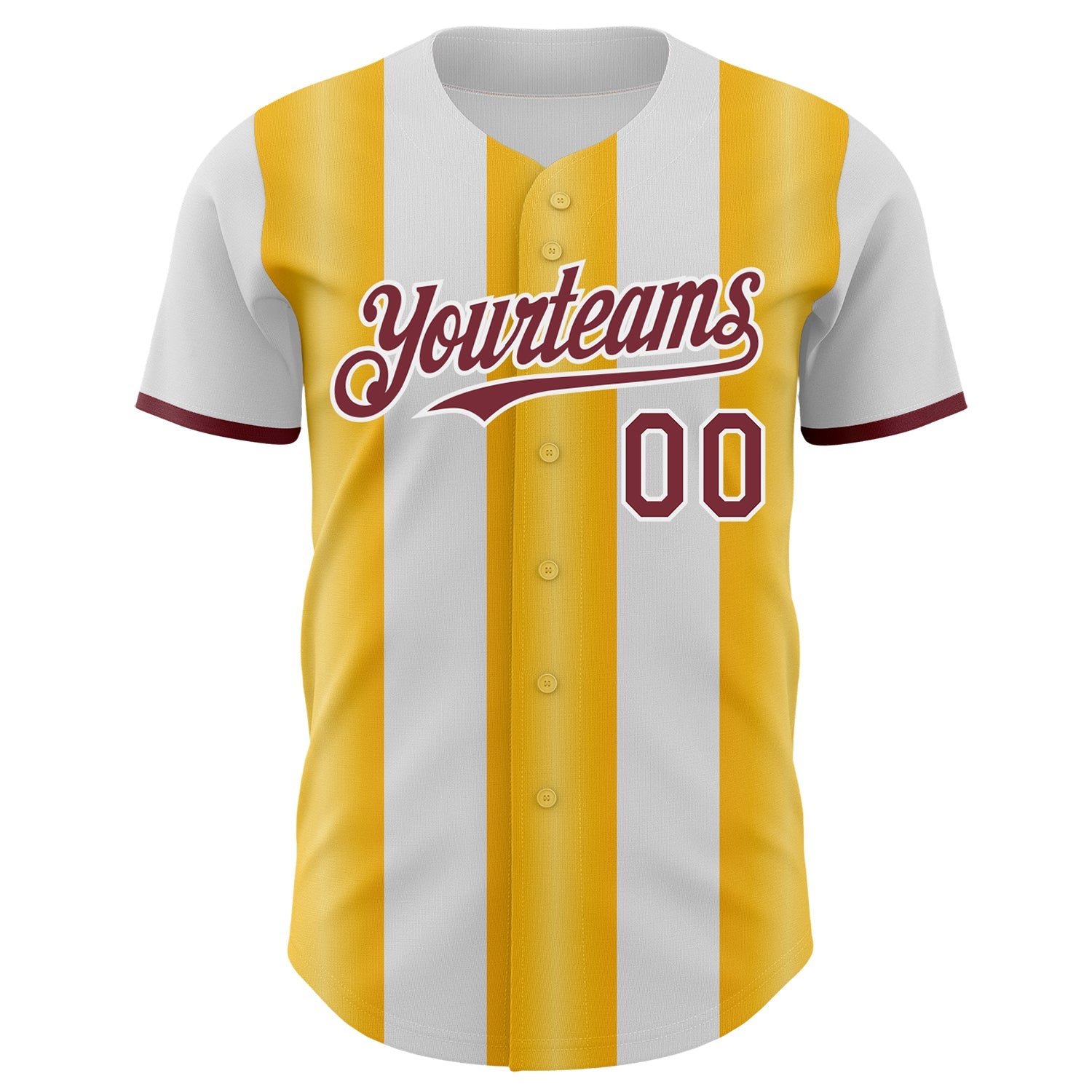 Custom White Burgundy-Gold Gradient Vertical Stripe Argentina Style Authentic Baseball Jersey