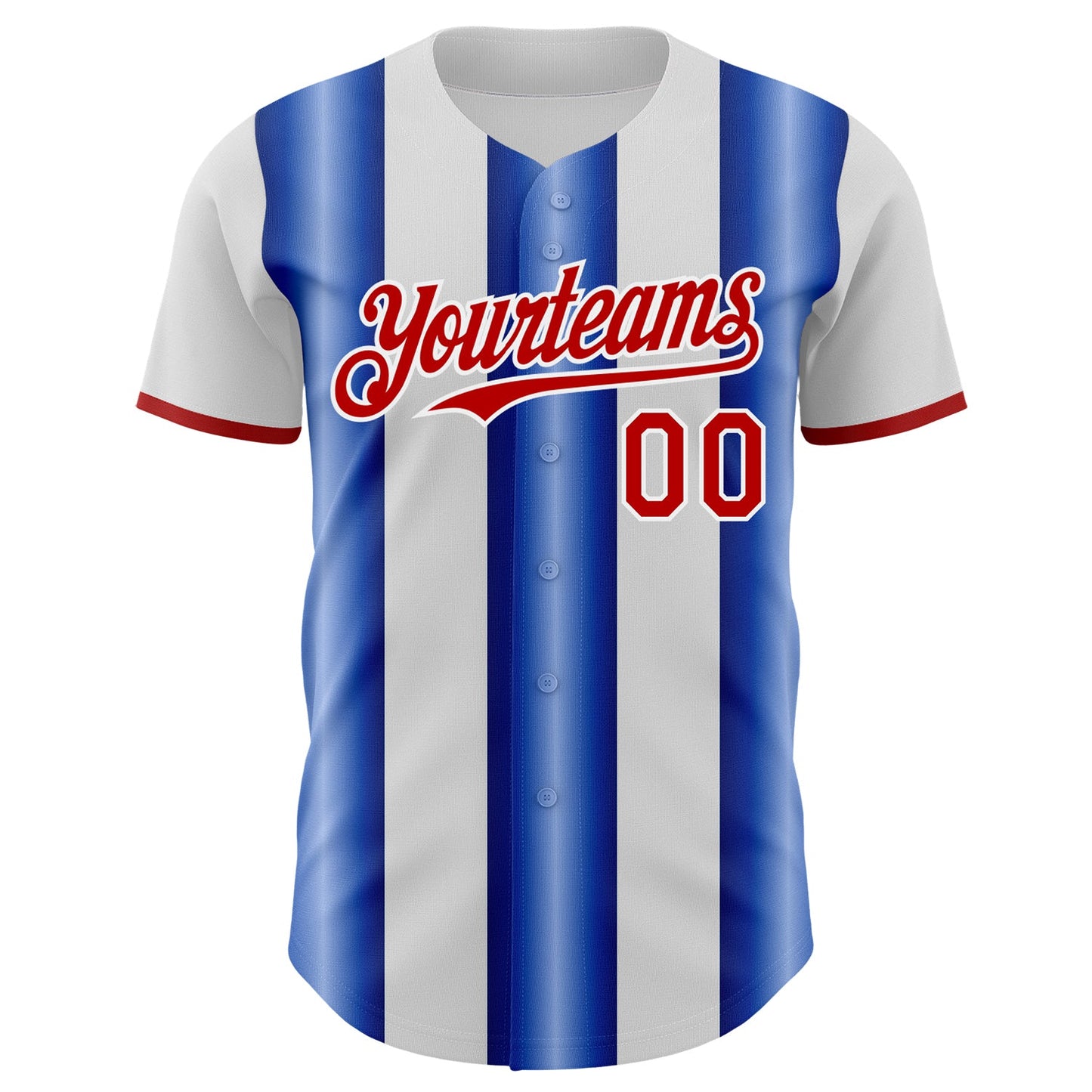 Custom White Red-Royal Gradient Vertical Stripe Argentina Style Authentic Baseball Jersey