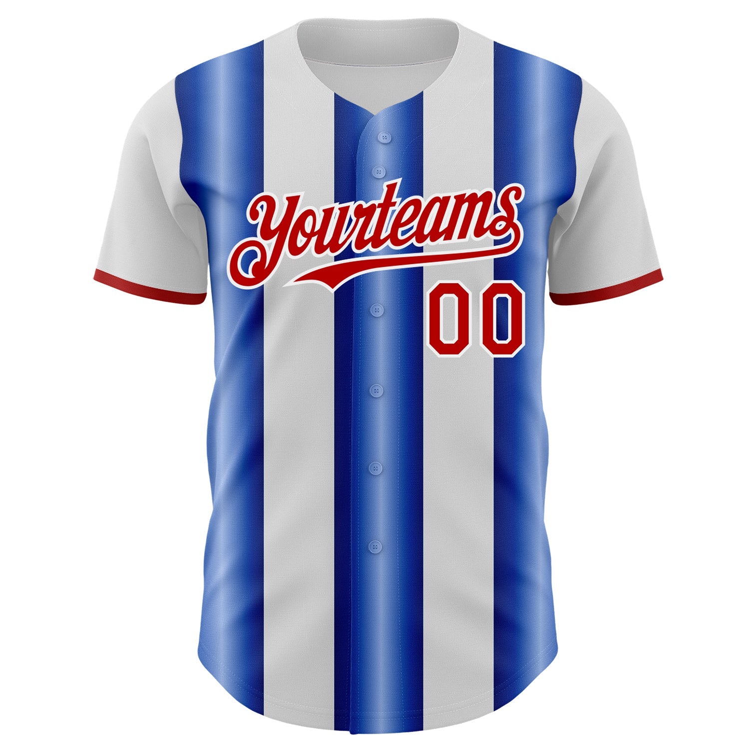 Custom White Red-Royal Gradient Vertical Stripe Argentina Style Authentic Baseball Jersey