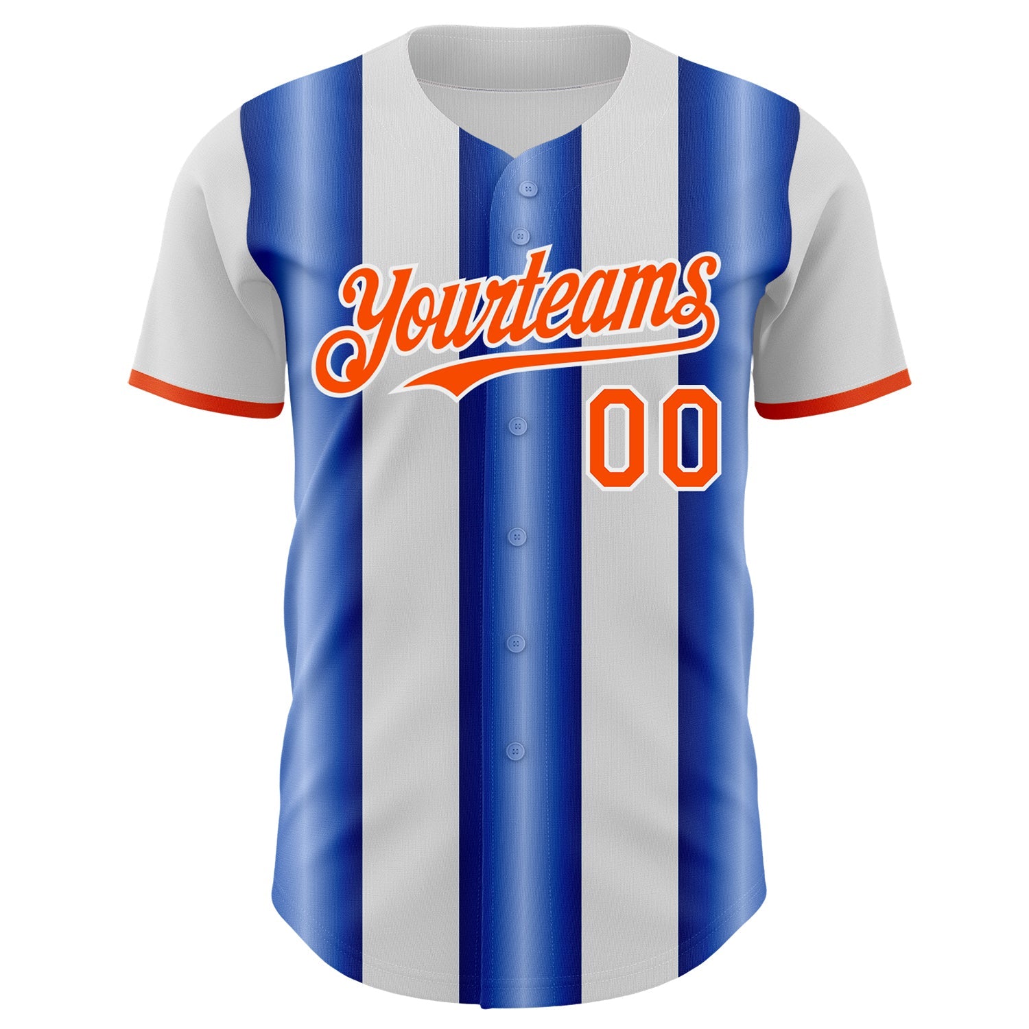 Custom White Orange-Royal Gradient Vertical Stripe Argentina Style Authentic Baseball Jersey