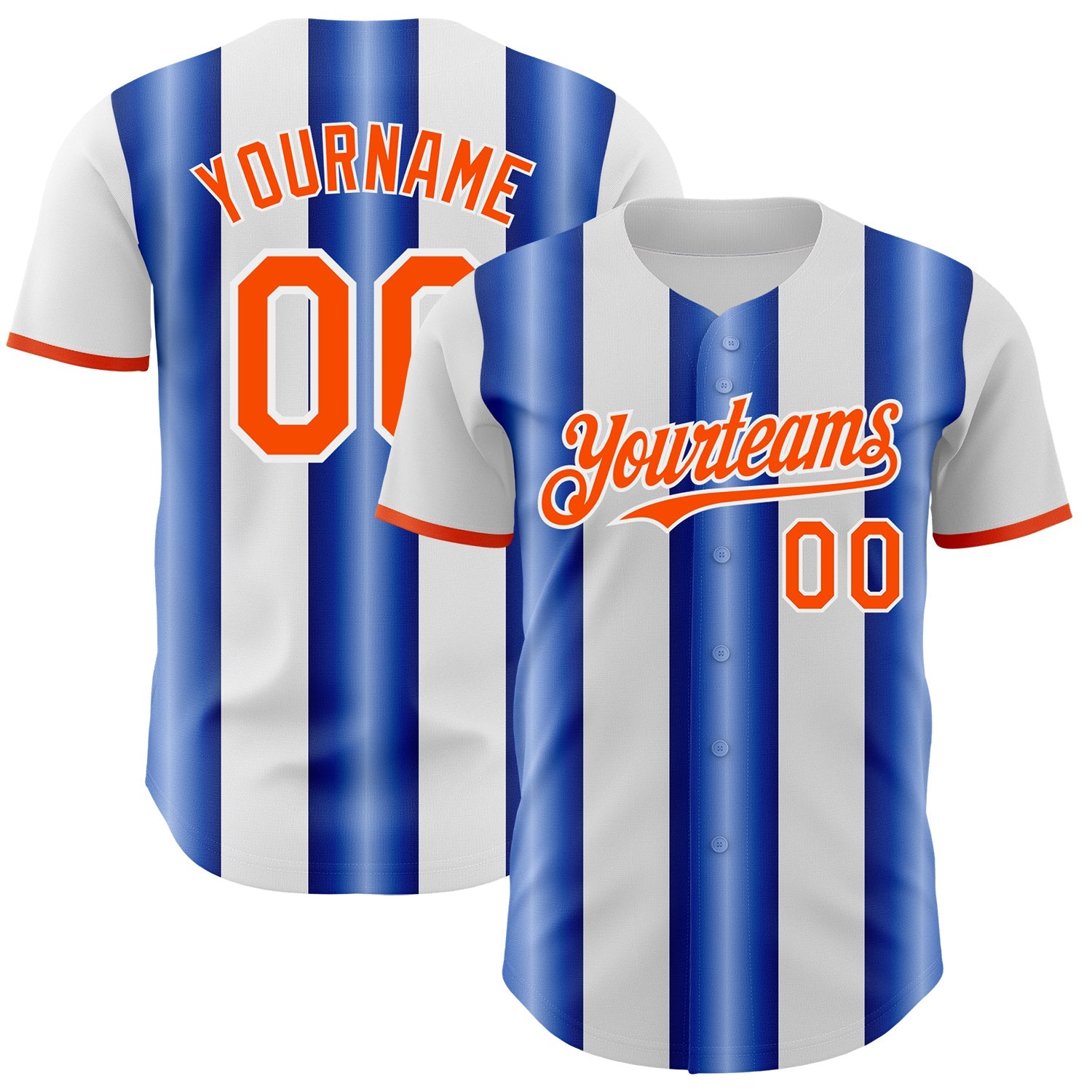 Custom White Orange-Royal Gradient Vertical Stripe Argentina Style Authentic Baseball Jersey