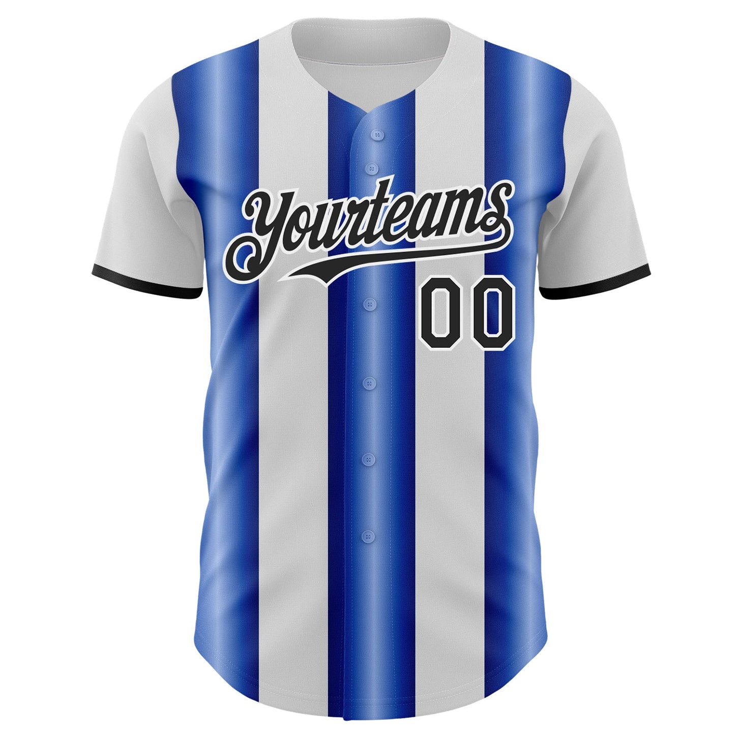 Custom White Black-Royal Gradient Vertical Stripe Argentina Style Authentic Baseball Jersey