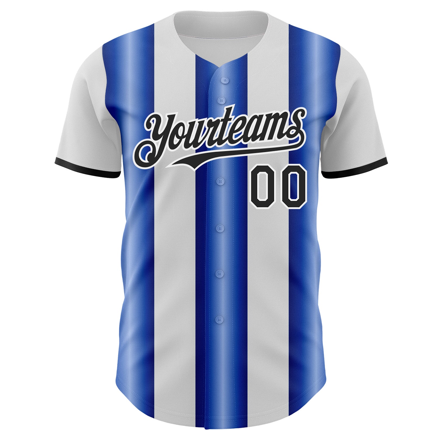 Custom White Black-Royal Gradient Vertical Stripe Argentina Style Authentic Baseball Jersey