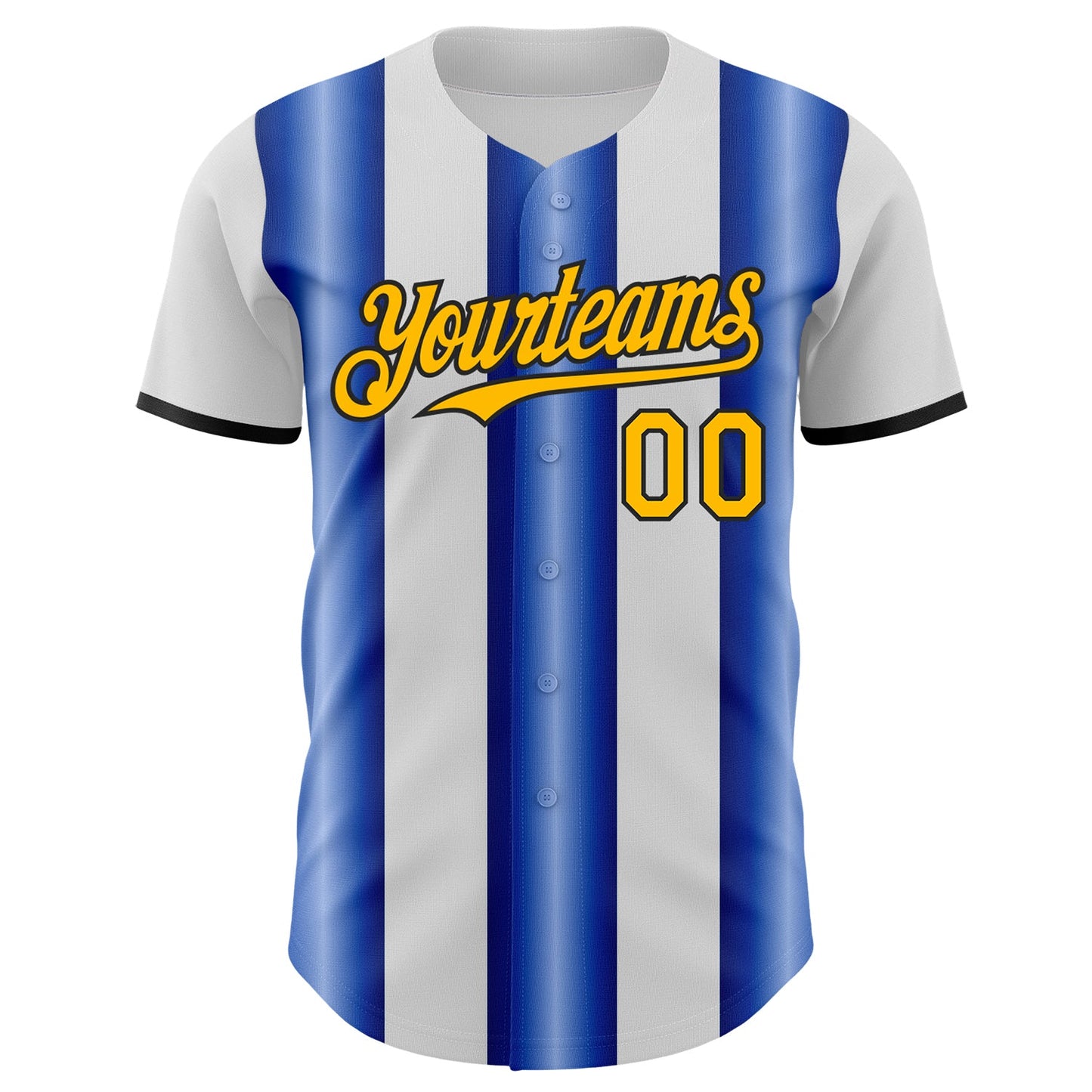 Custom White Gold Royal-Black Gradient Vertical Stripe Argentina Style Authentic Baseball Jersey