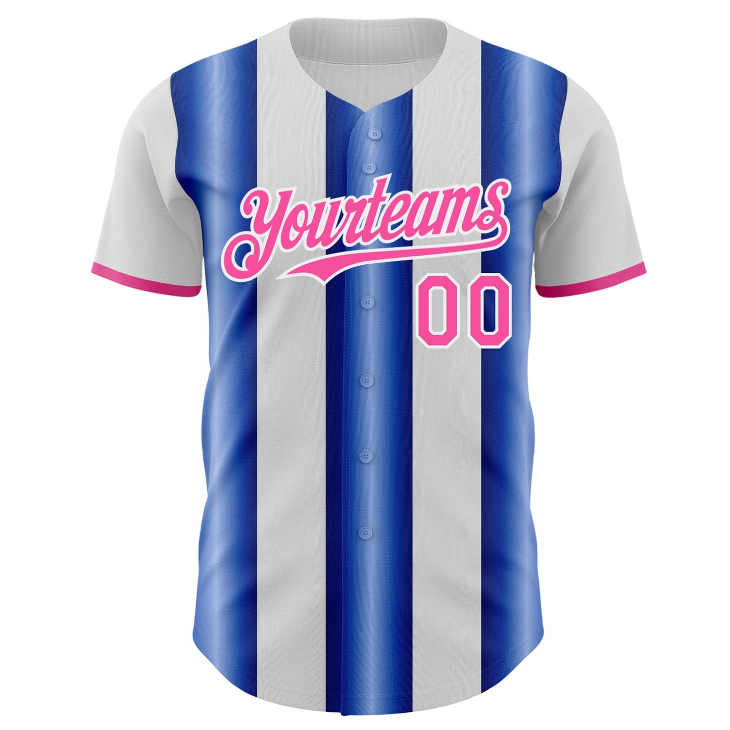 Custom White Pink-Royal Gradient Vertical Stripe Argentina Style Authentic Baseball Jersey