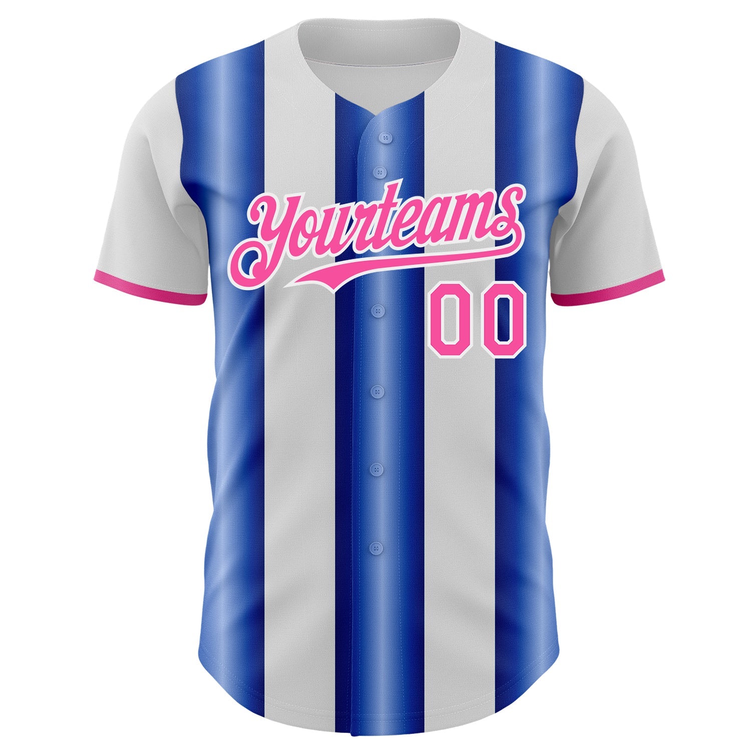 Custom White Pink-Royal Gradient Vertical Stripe Argentina Style Authentic Baseball Jersey