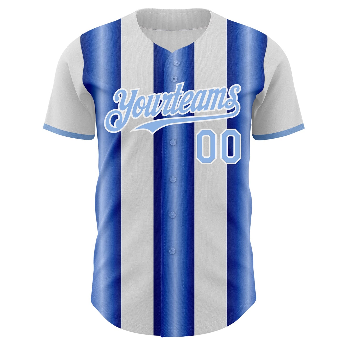 Custom White Light Blue-Royal Gradient Vertical Stripe Argentina Style Authentic Baseball Jersey