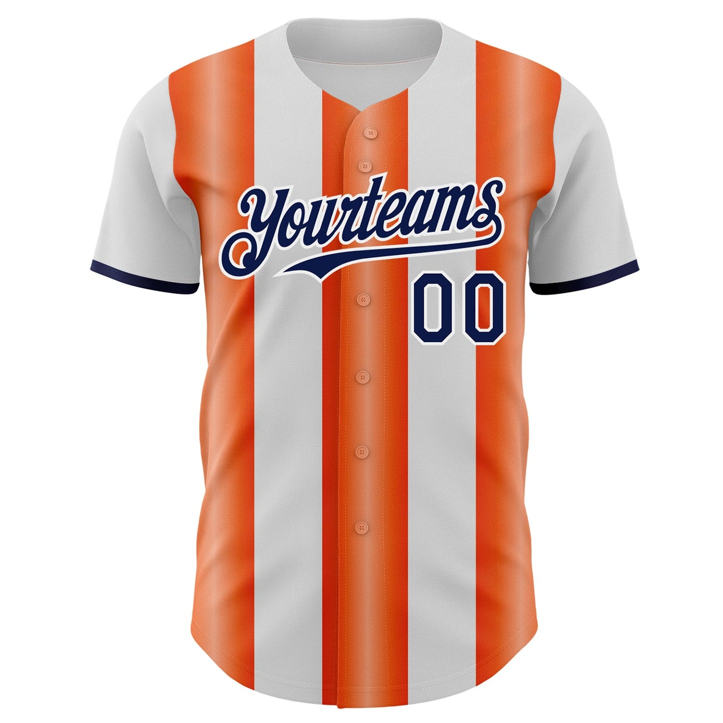 Custom White Navy-Orange Gradient Vertical Stripe Argentina Style Authentic Baseball Jersey