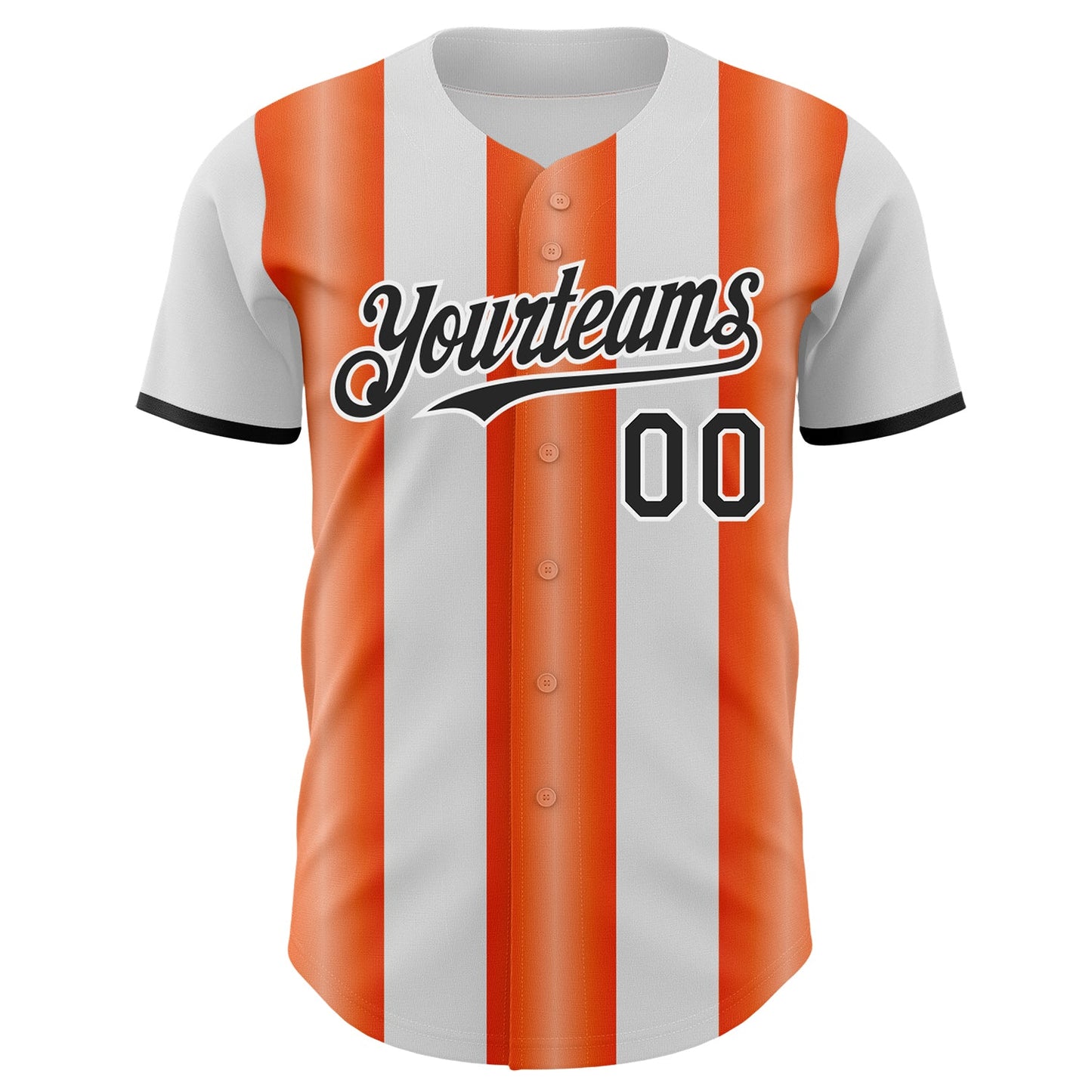Custom White Black-Orange Gradient Vertical Stripe Argentina Style Authentic Baseball Jersey