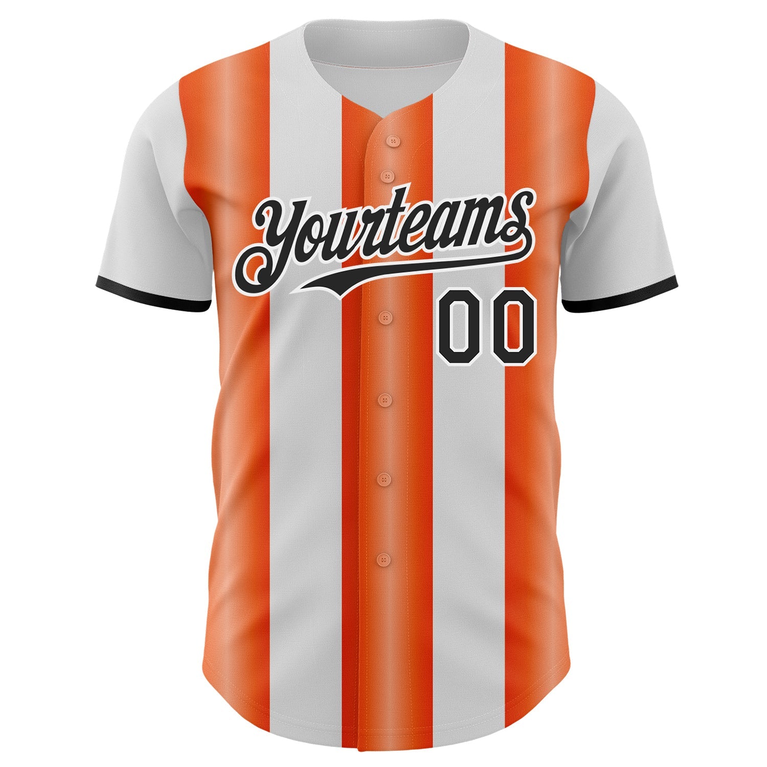 Custom White Black-Orange Gradient Vertical Stripe Argentina Style Authentic Baseball Jersey