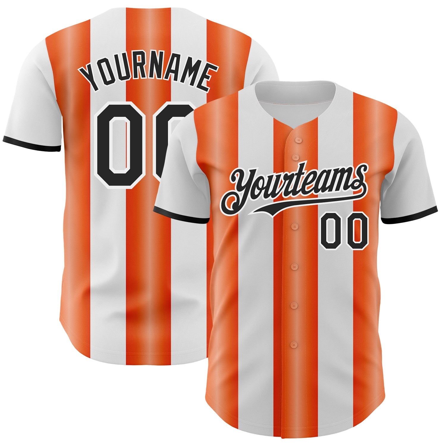 Custom White Black-Orange Gradient Vertical Stripe Argentina Style Authentic Baseball Jersey
