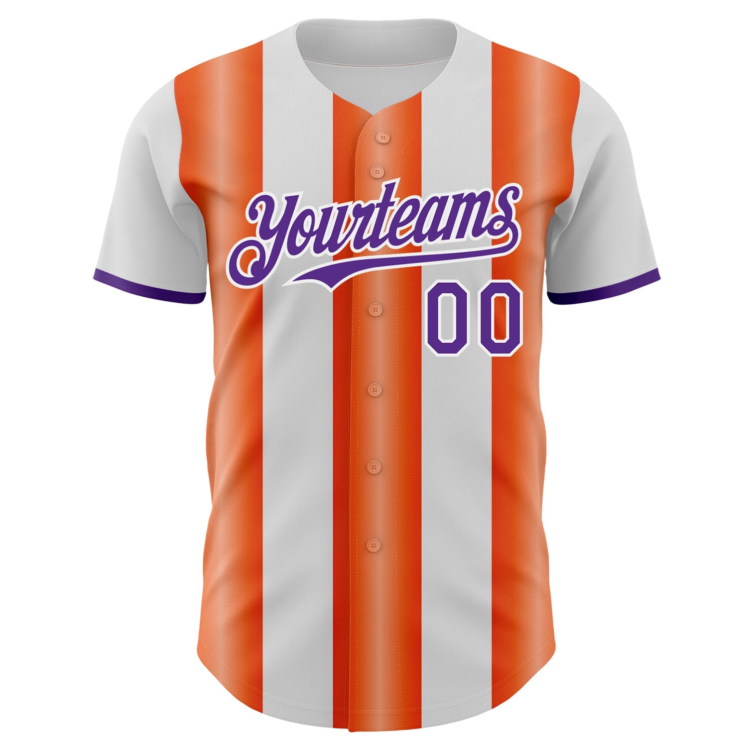 Custom White Purple-Orange Gradient Vertical Stripe Argentina Style Authentic Baseball Jersey