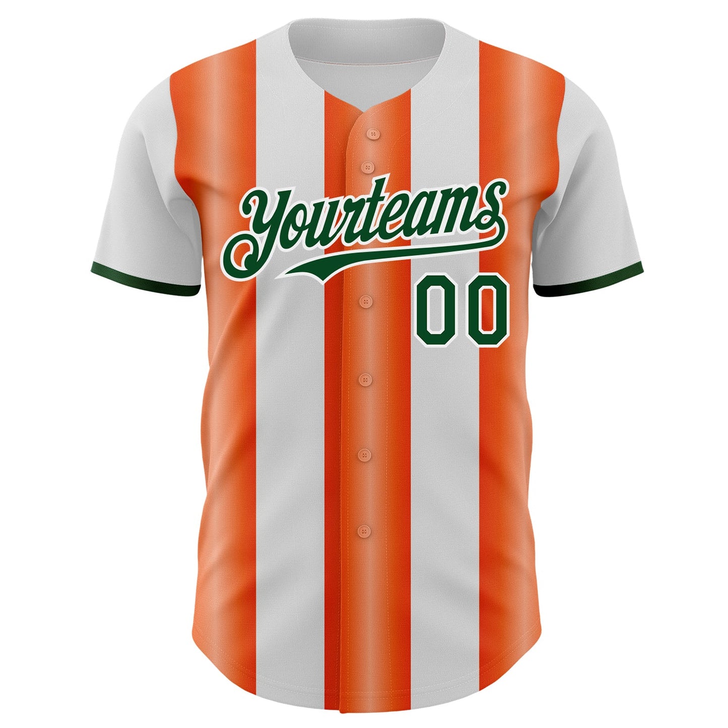 Custom White Green-Orange Gradient Vertical Stripe Argentina Style Authentic Baseball Jersey