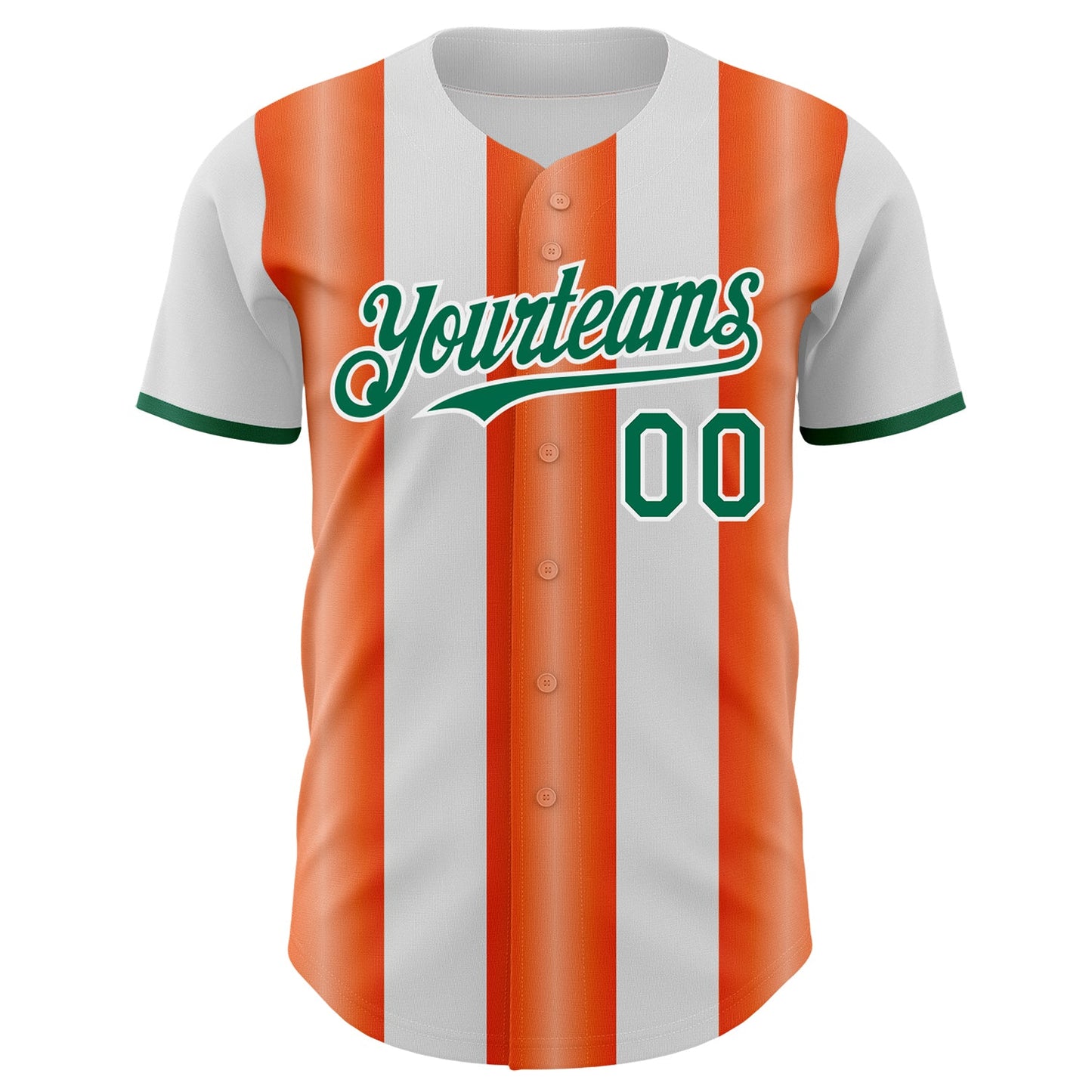 Custom White Kelly Green-Orange Gradient Vertical Stripe Argentina Style Authentic Baseball Jersey