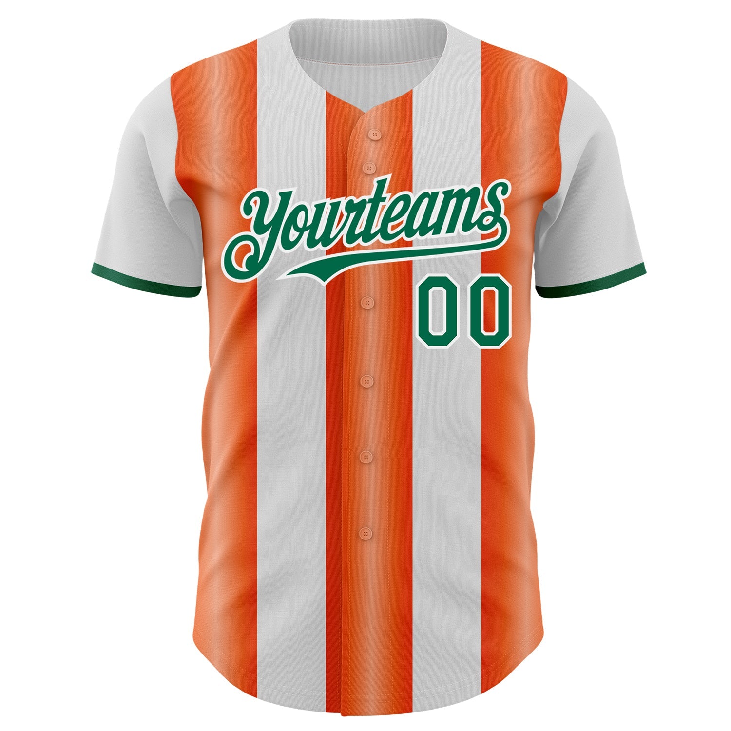Custom White Kelly Green-Orange Gradient Vertical Stripe Argentina Style Authentic Baseball Jersey