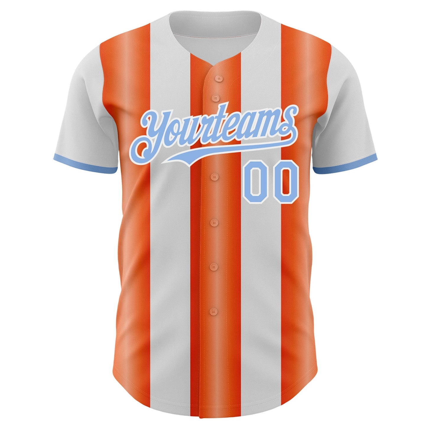 Custom White Light Blue-Orange Gradient Vertical Stripe Argentina Style Authentic Baseball Jersey